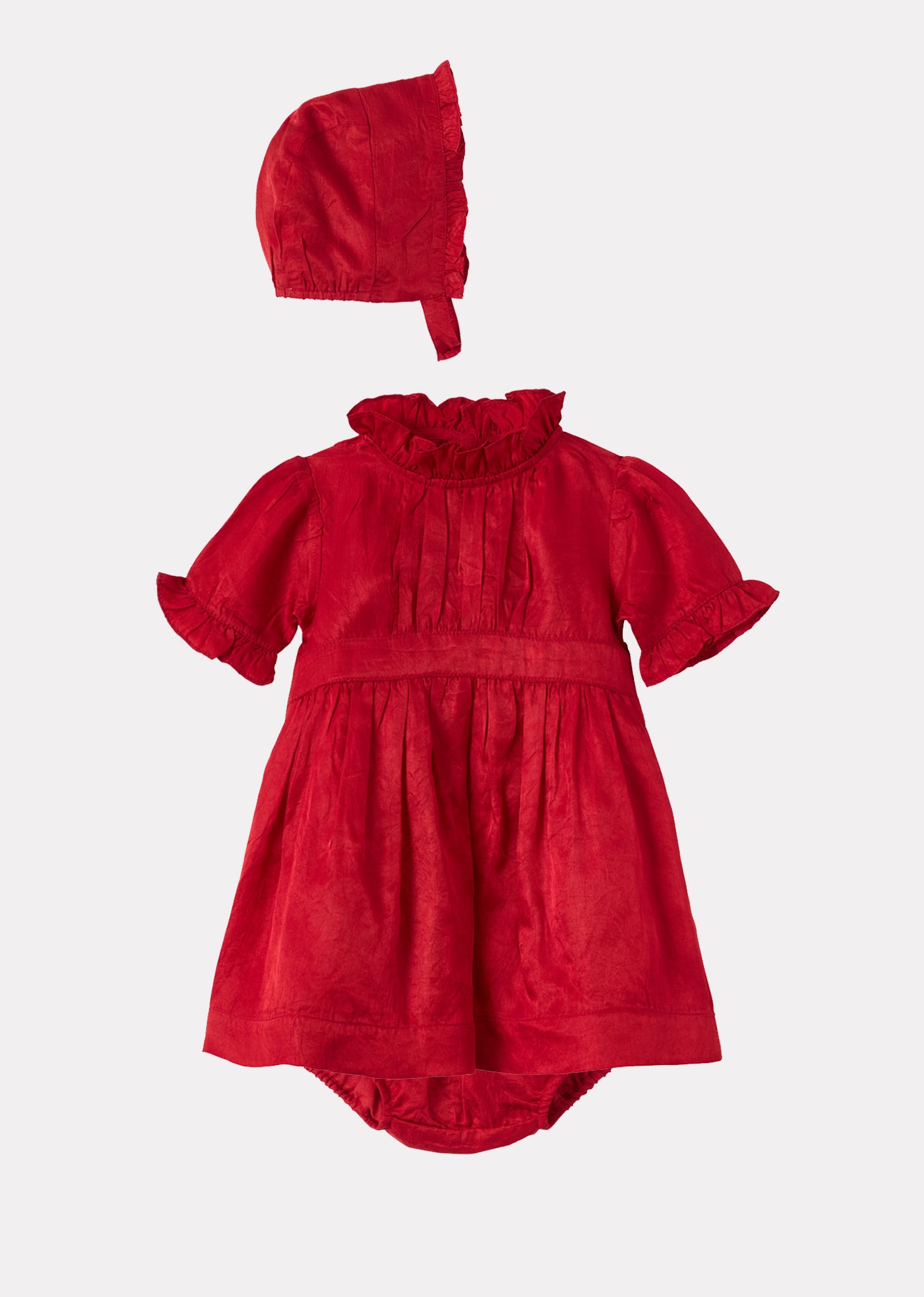 VESTIA BABY GIRL'S DRESS AND BLOOMERS SET - REDCURRANT