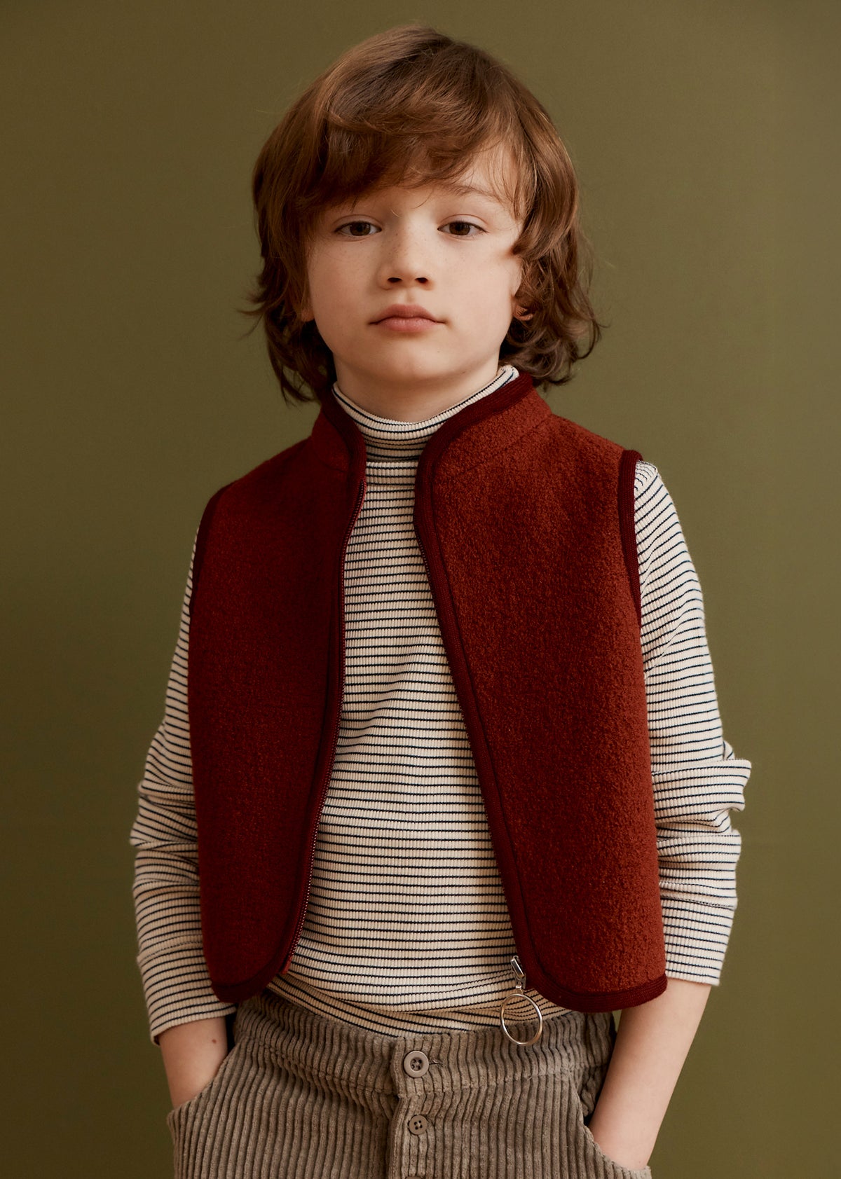 FLOYD CHILDREN'S WOOL ZIP VEST - BURGUNDY