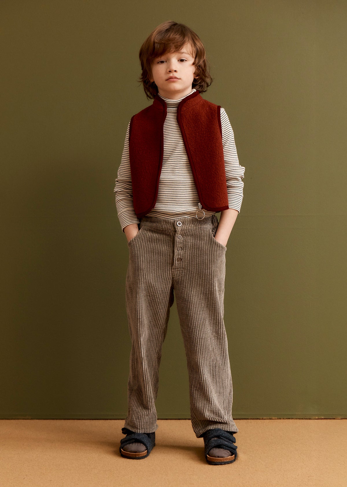 FLOYD CHILDREN'S WOOL ZIP VEST - BURGUNDY