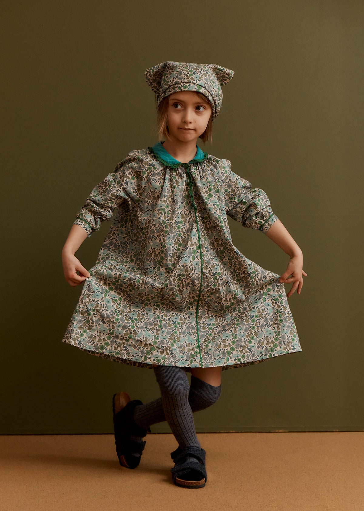 VERDITE GIRL'S COTTON DRESS - LIBERTY POPPY & DAISY