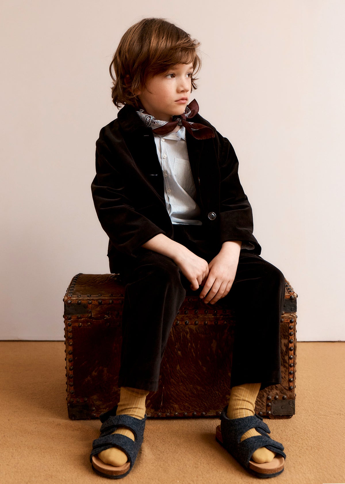 CHESTNUT CHILDREN'S COTTON VELVET TROUSERS - CHOCOLATE