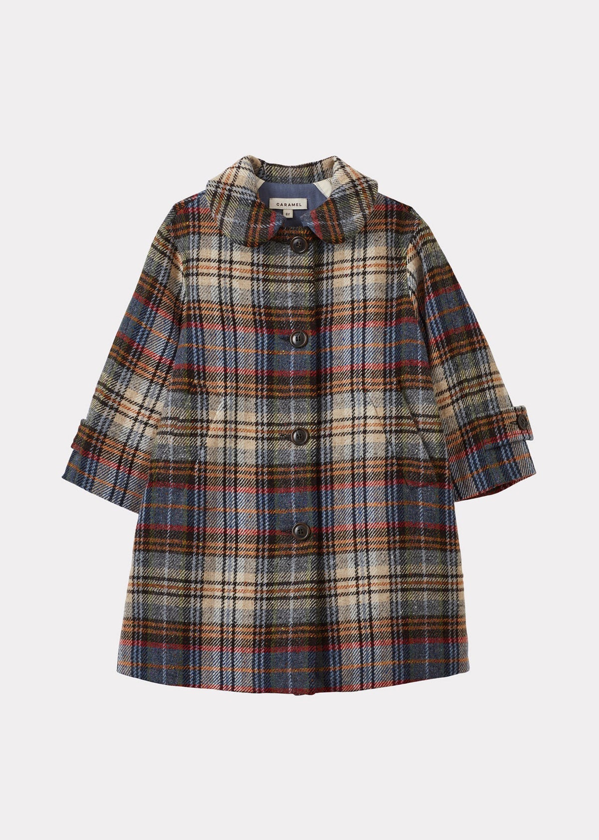 EVEREST CHILDREN'S WOOL COAT - SAND BLUE CHECK
