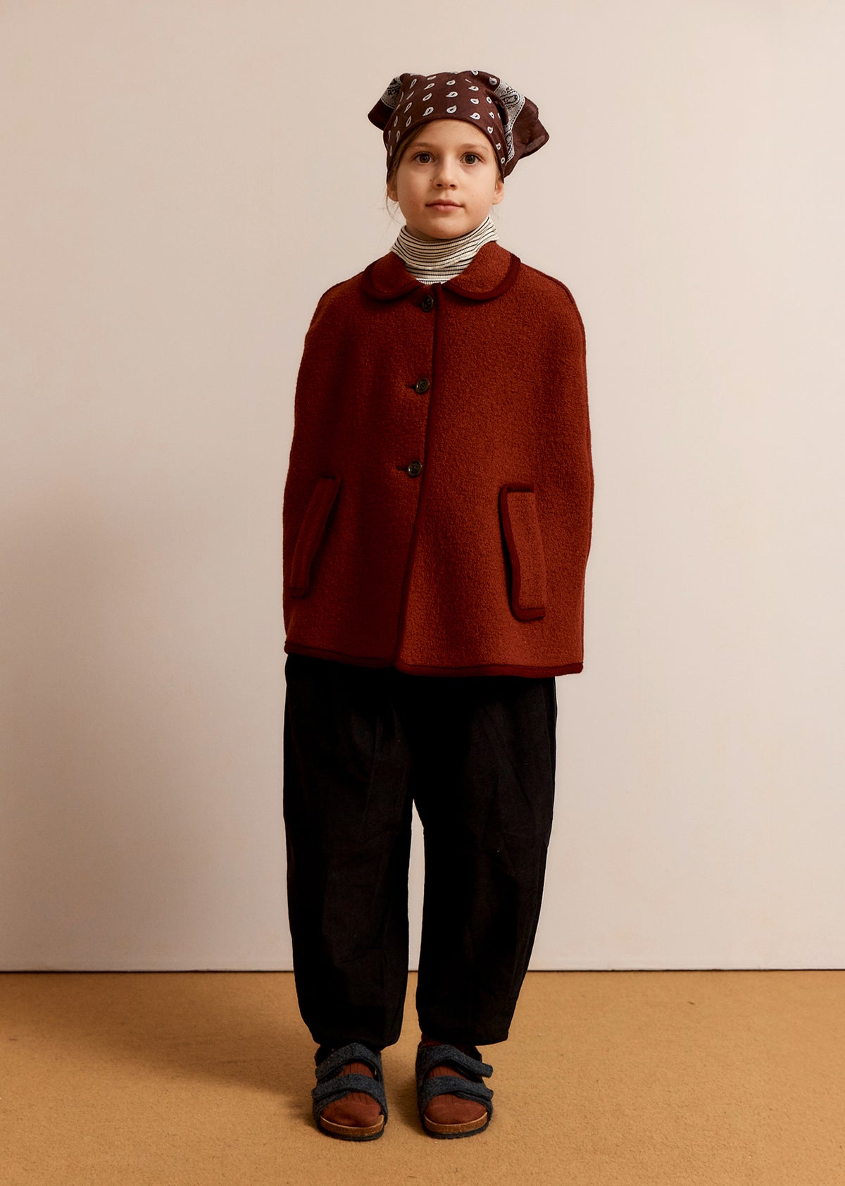 CLAUDE CHILDREN'S WOOL CAPE - BURGUNDY