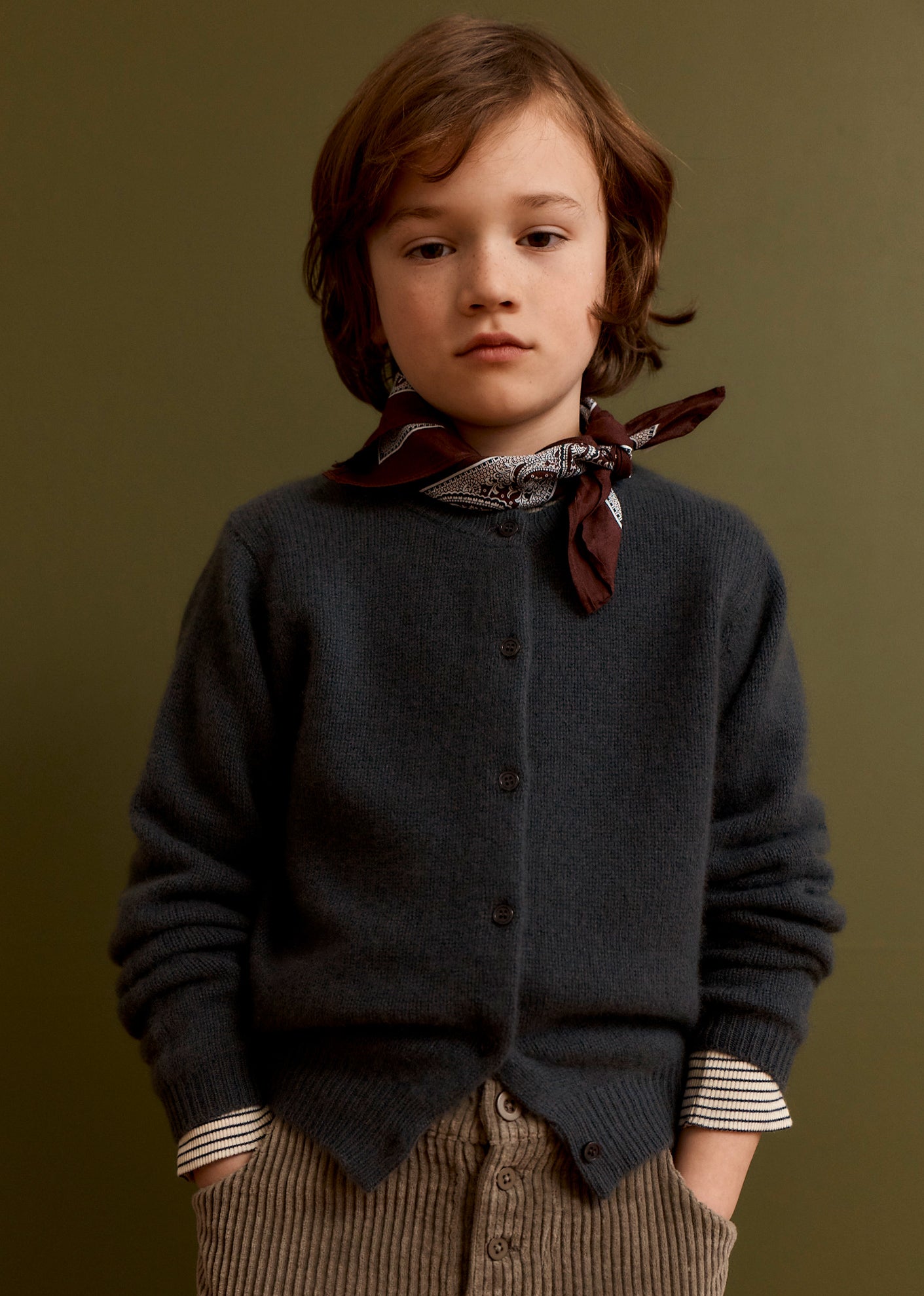 ROSA CHILDREN'S CASHMERE CARDIGAN - CHARCOAL