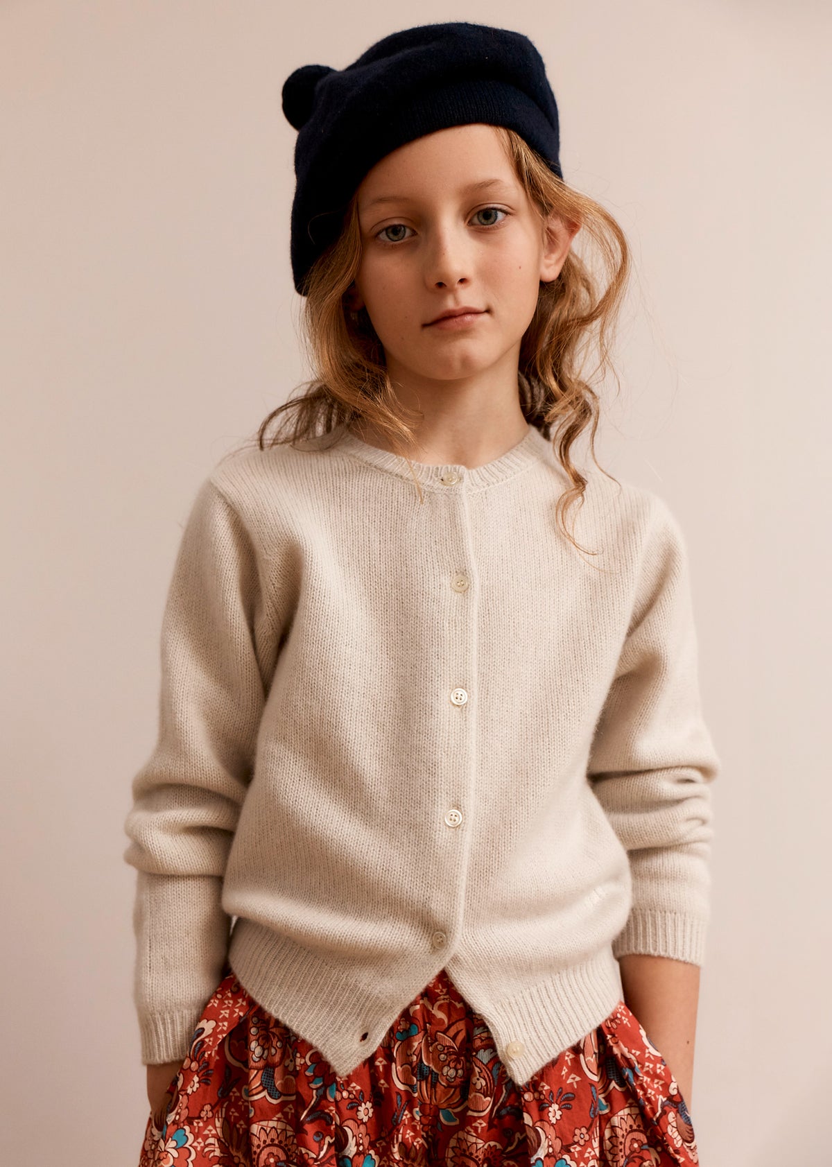ROSA CHILDREN'S CASHMERE CARDIGAN - ECRU