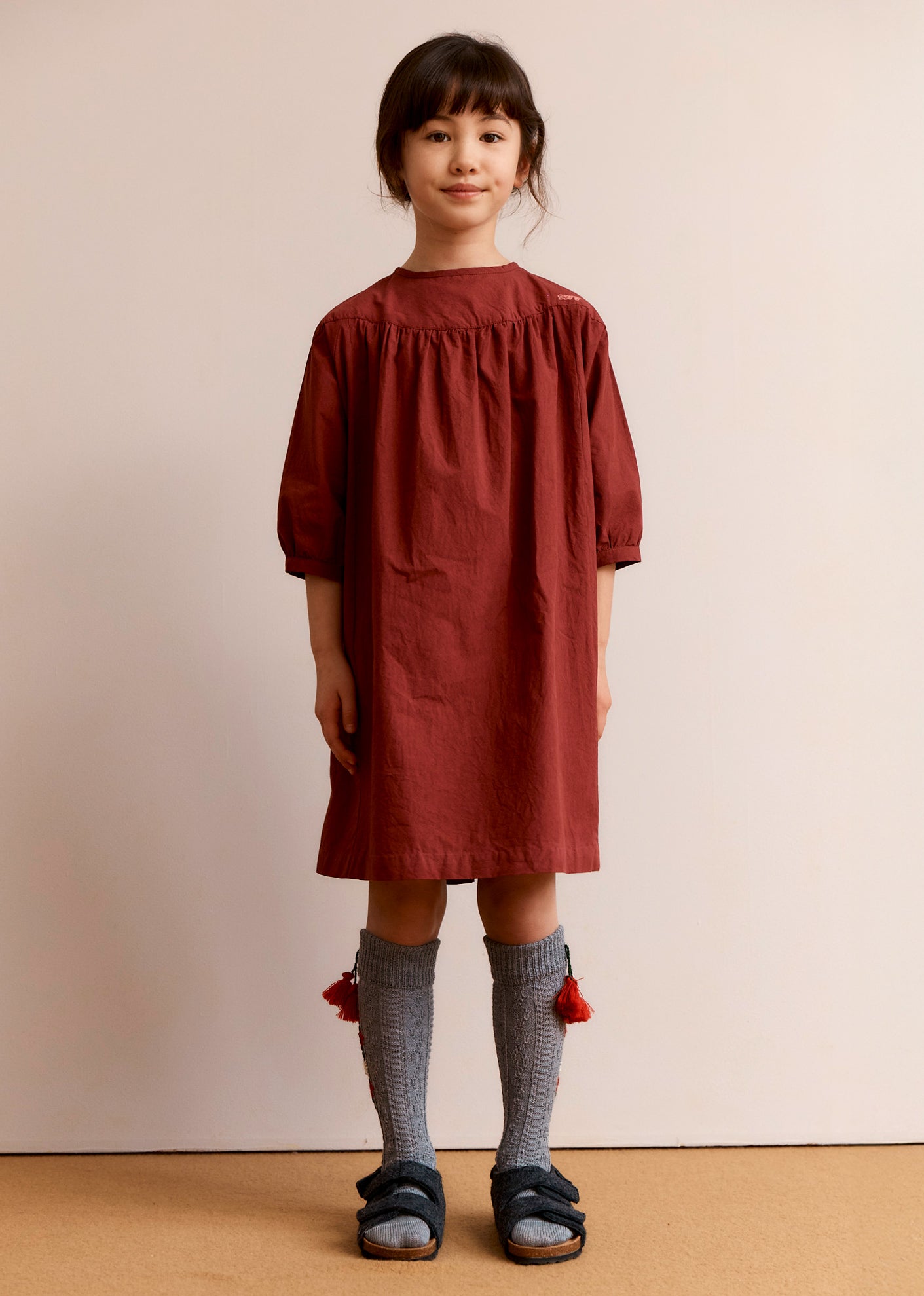 TAYLAN GIRL'S COTTON DRESS - BERRY