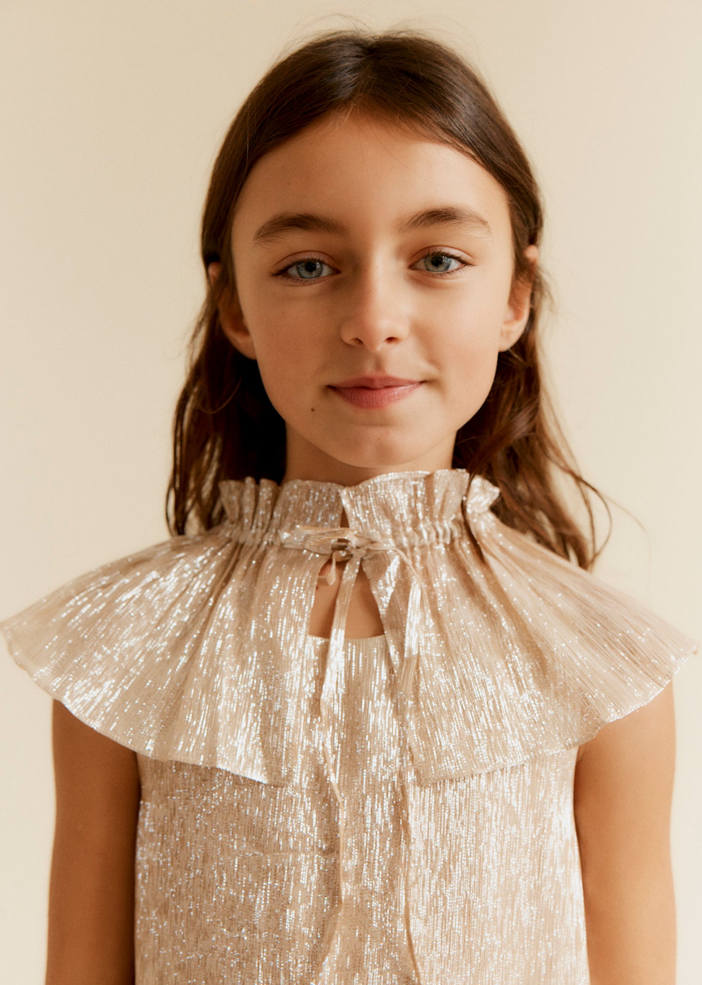 BOLSENA GIRL'S SILK DRESS - CHAMPAGNE