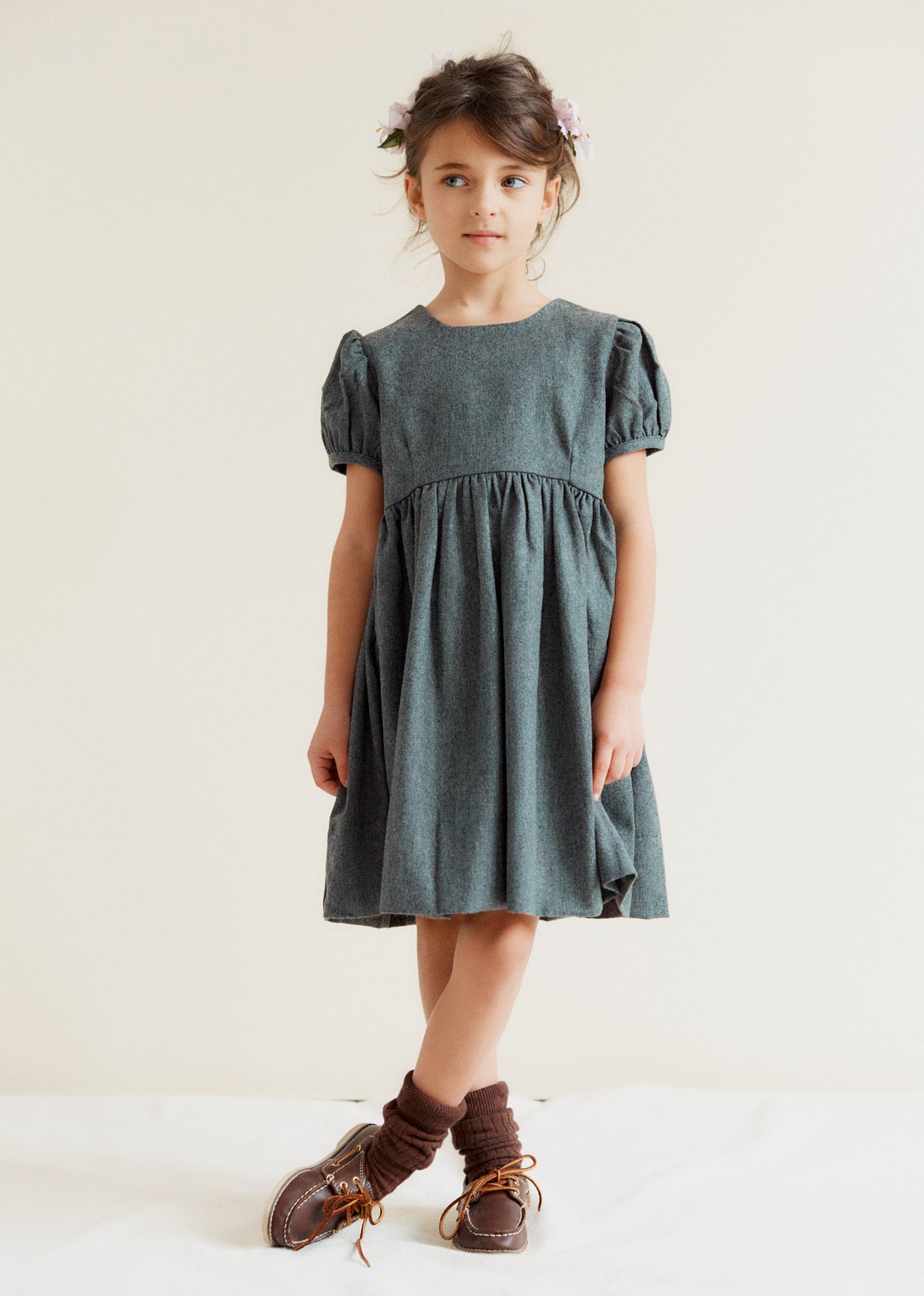 BOGDA GIRL DRESS - CHARCOAL MELANGE
