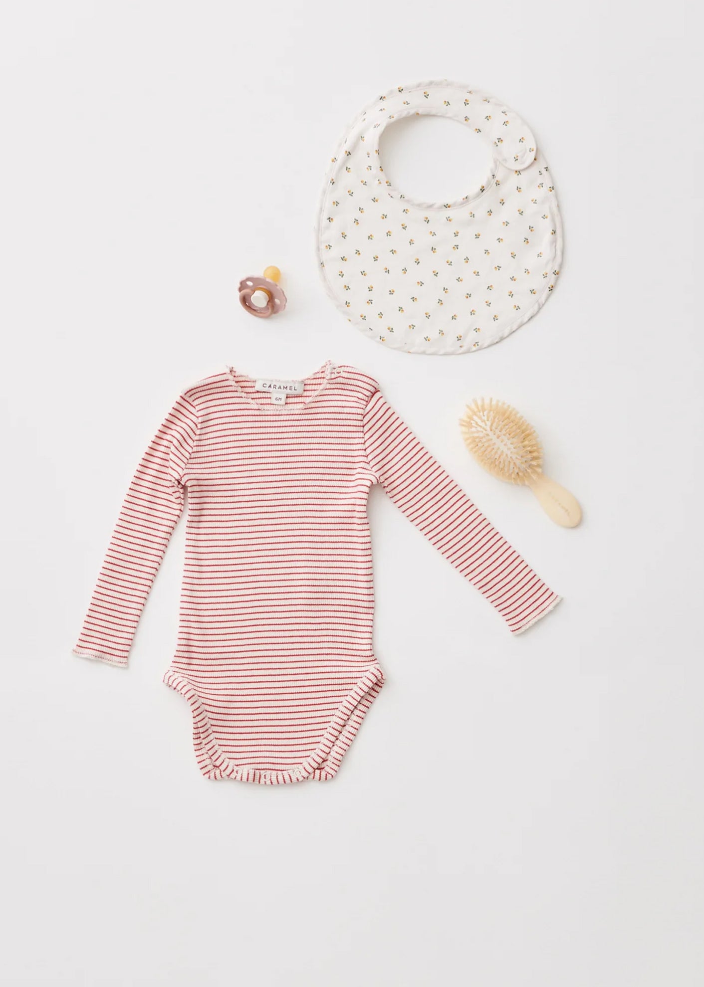 HANAU BABY COTTON ROMPER - REDCURRANT / CREAM