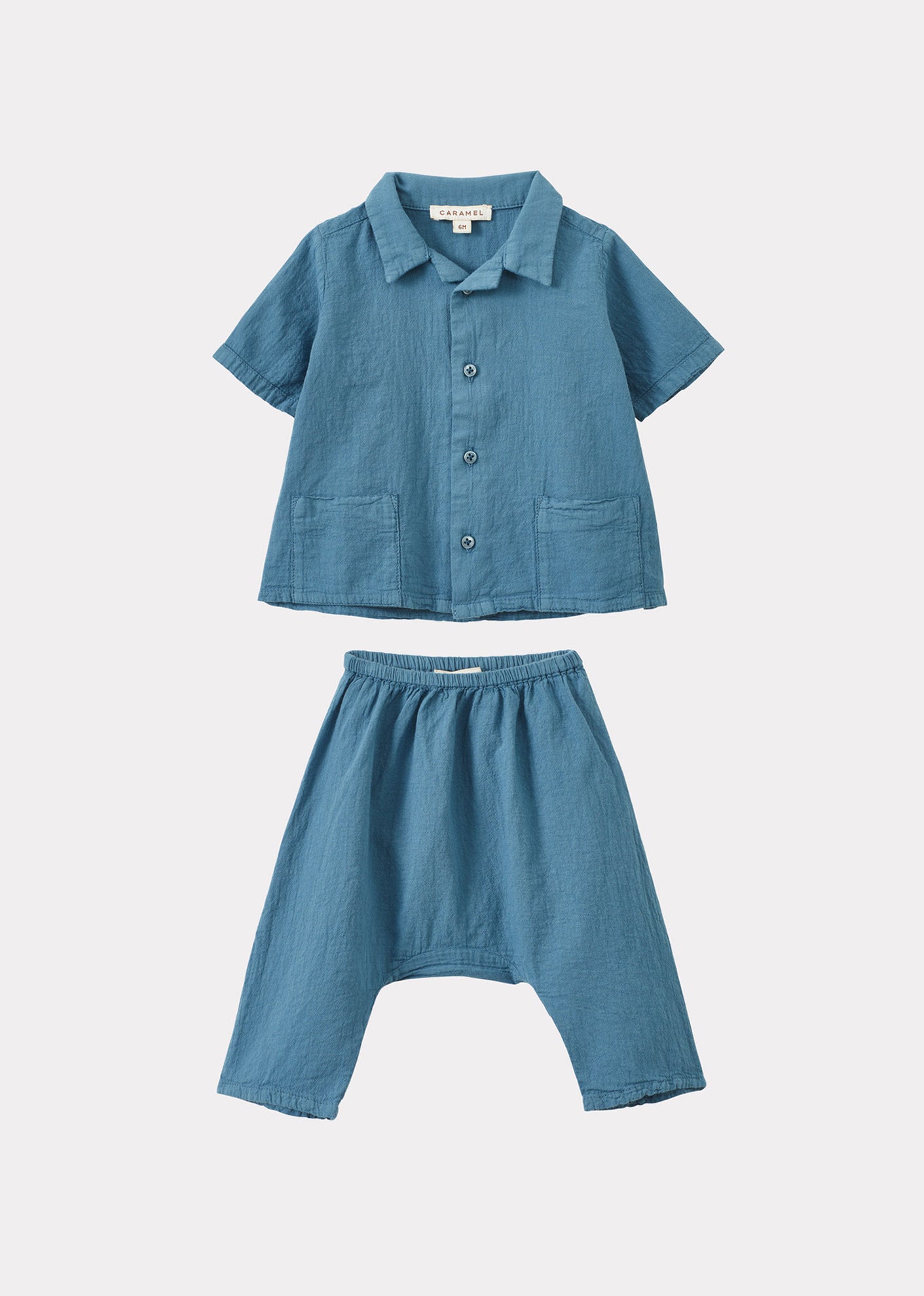 BAMBOO BABY SHIRT AND TROUSERS SET - UNIFORM BLUE