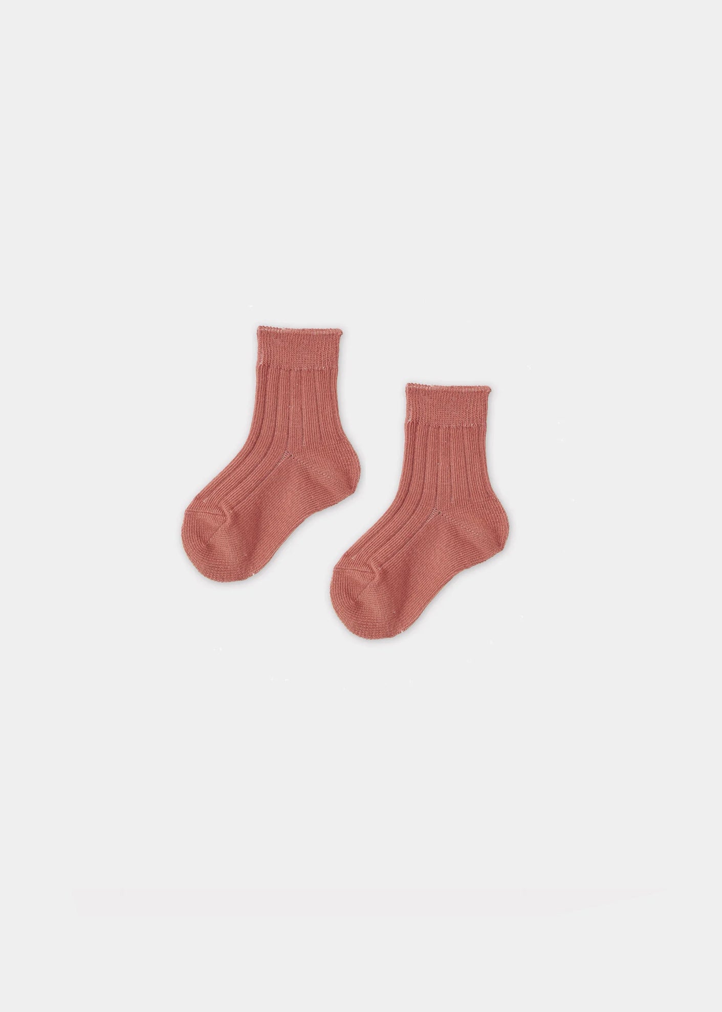 BABY RIB ANKLE COTTON SOCKS - VIEUX ROSE SAD