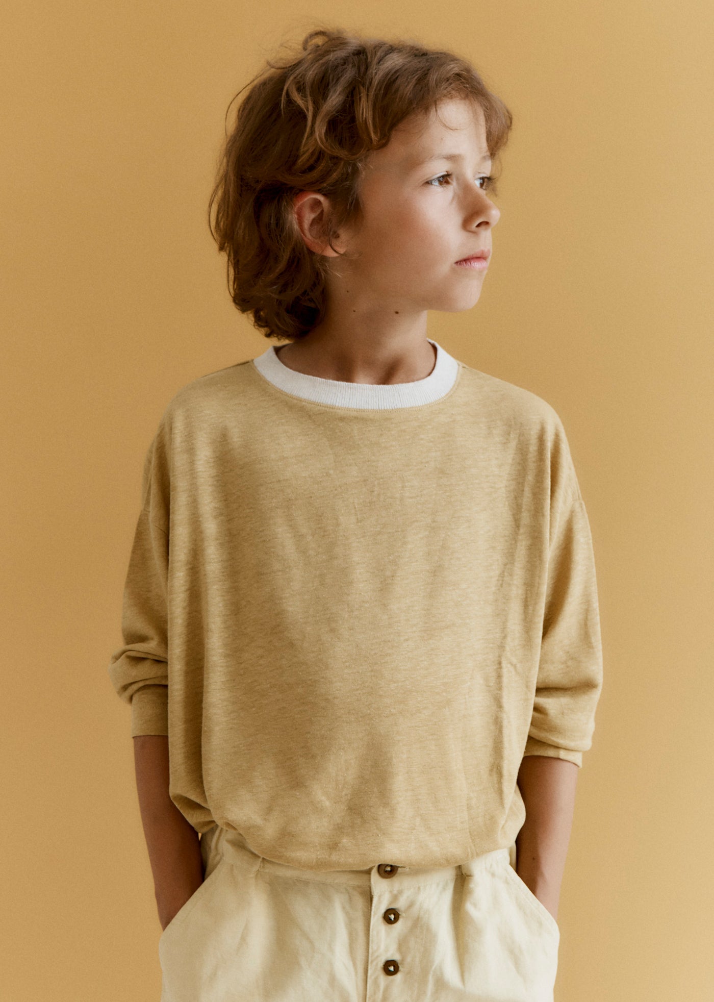 BUDE CHILDREN’S LONG-SLEEVED T-SHIRT - OCHRE
