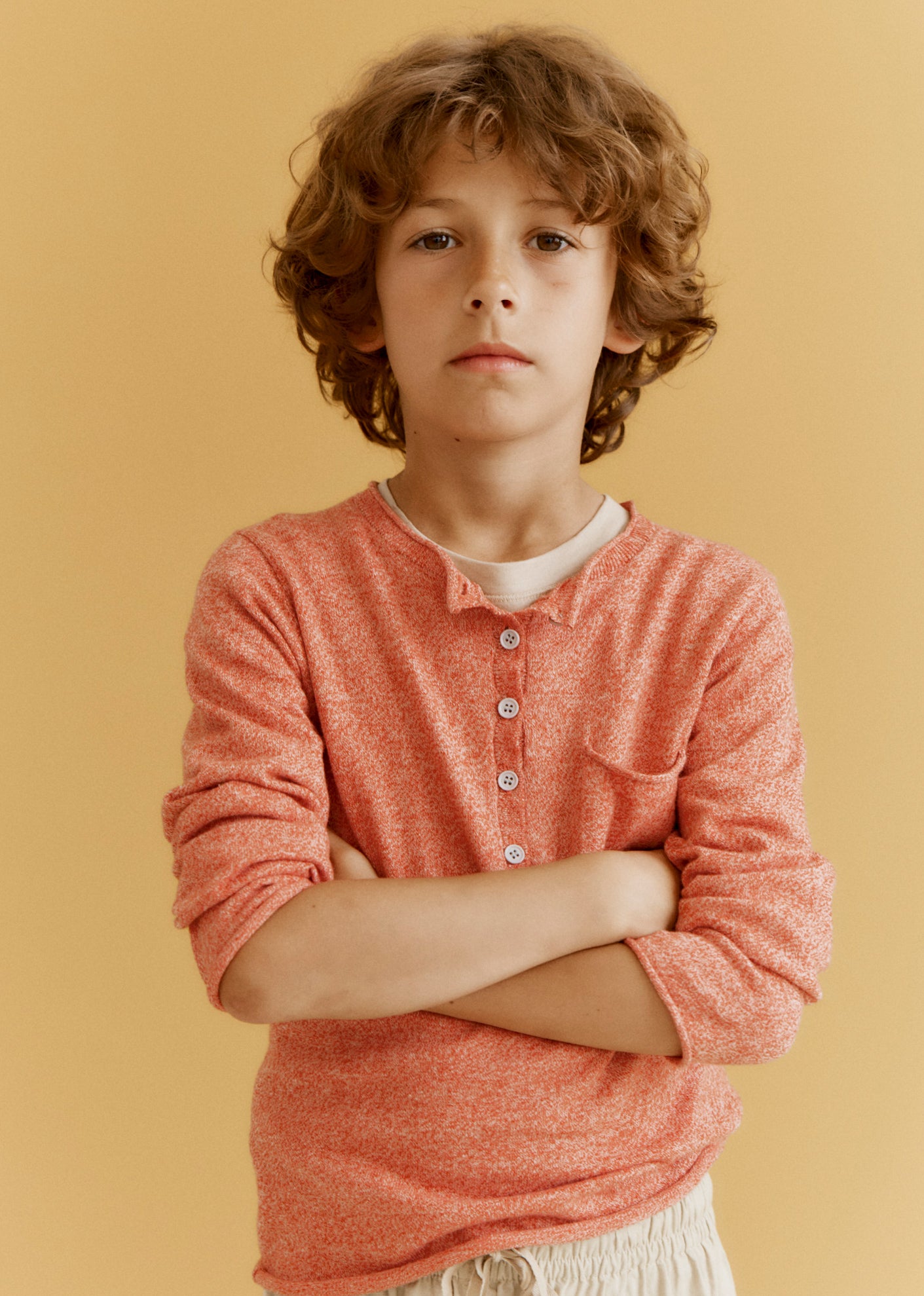 GOLDFINCH CHILDREN'S COTTON JUMPER - TOMATO MELANGE