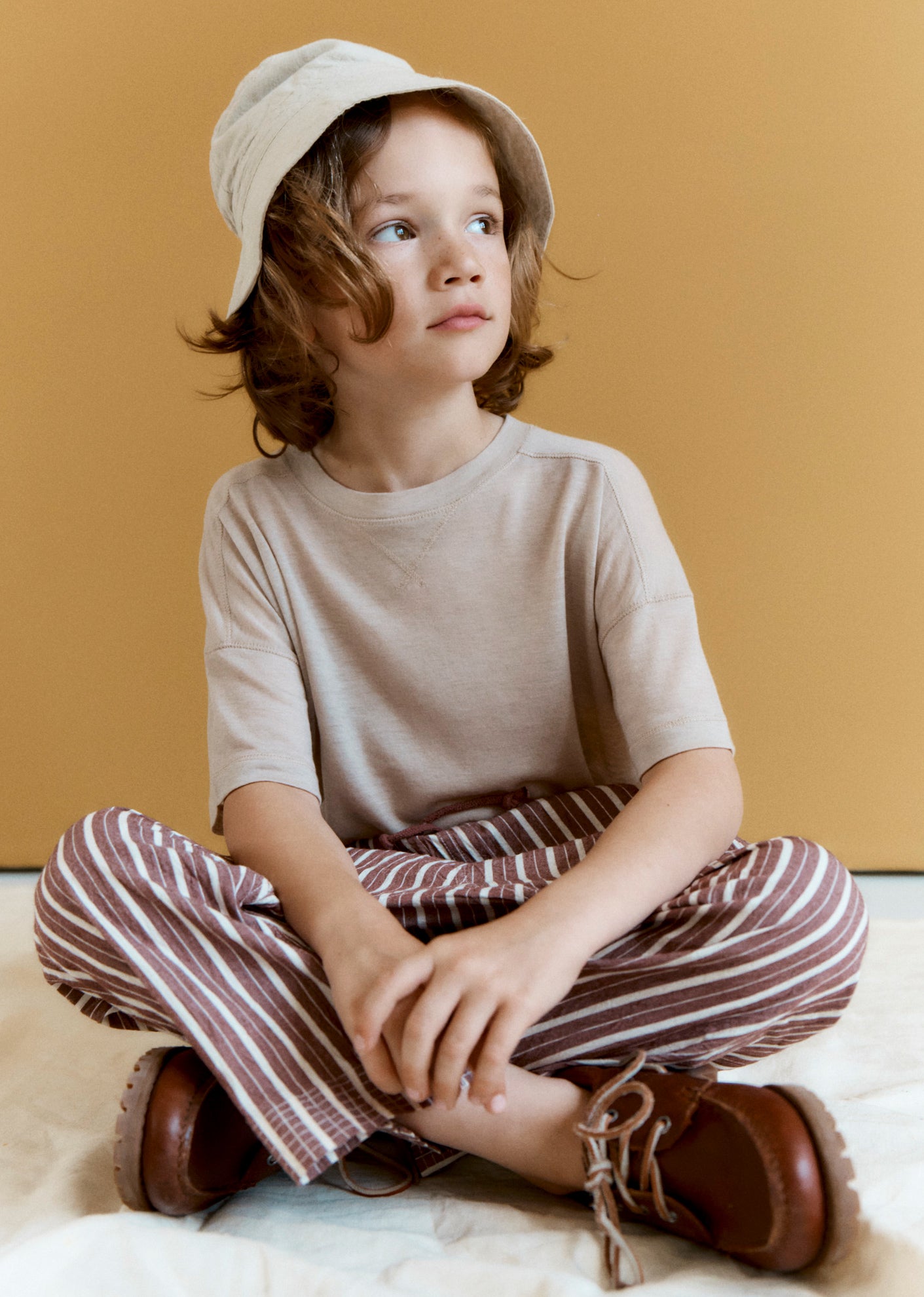 JUDO CHILDREN'S LINEN TROUSERS - CHOCOLATE STRIPE