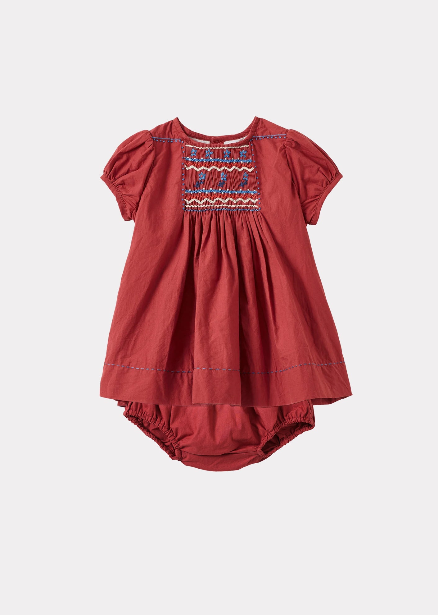 MORINGA BABY GIRL'S DRESS AND BLOOMERS SET - BERRY