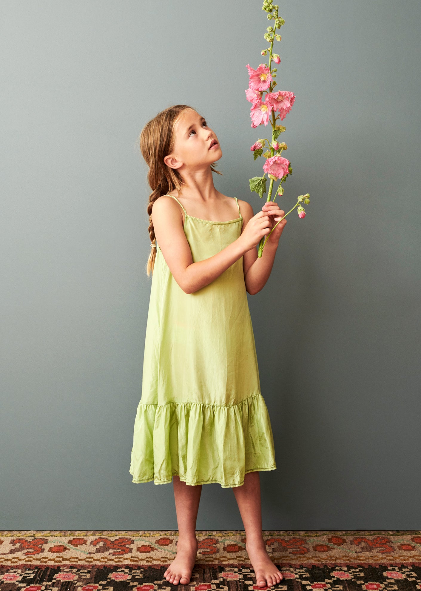 GRAPE GIRL'S SILK SLIP DRESS - ALMOND