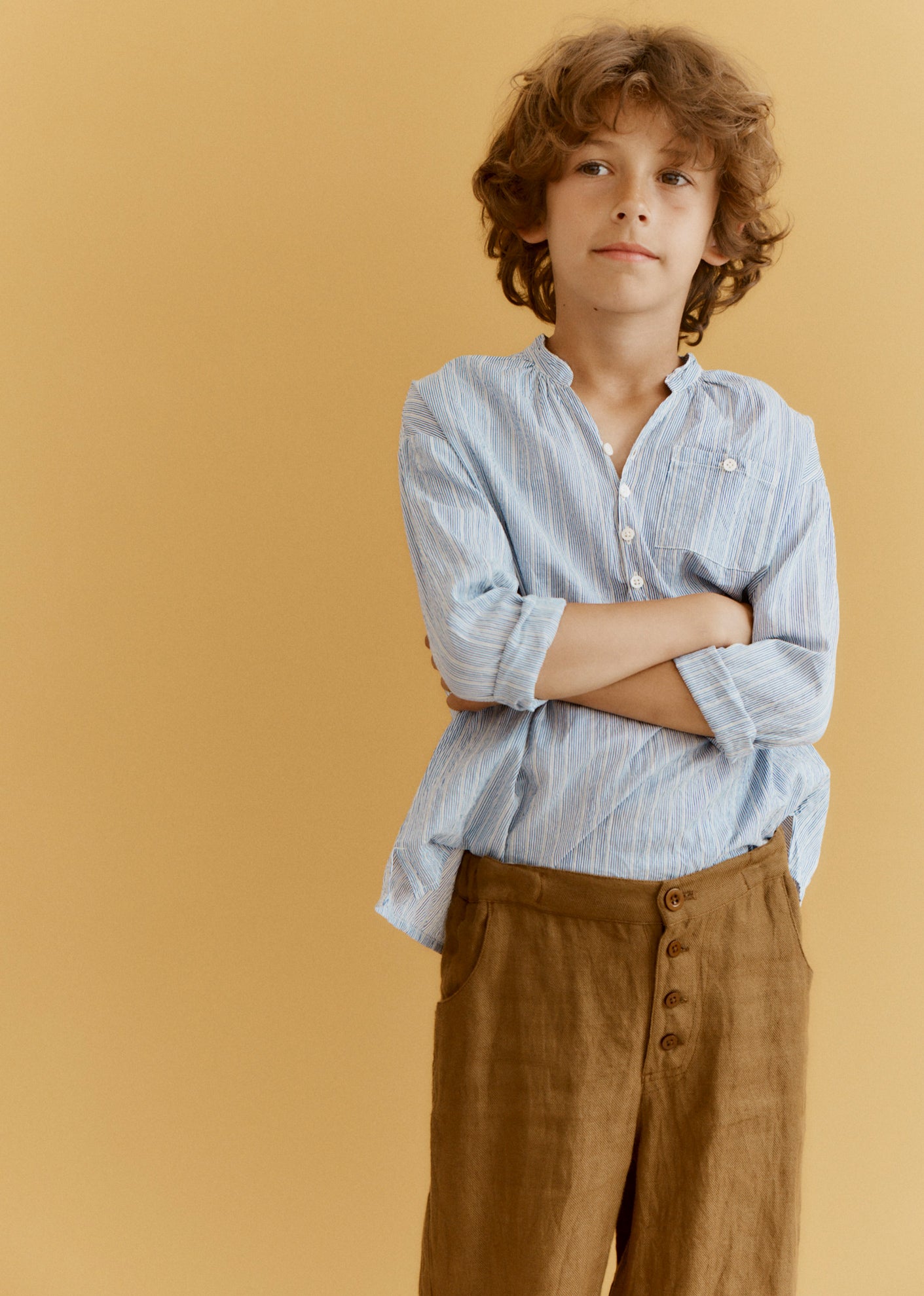 ADONIS CHILDREN'S COTTON SHIRT - BLUE STRIPE