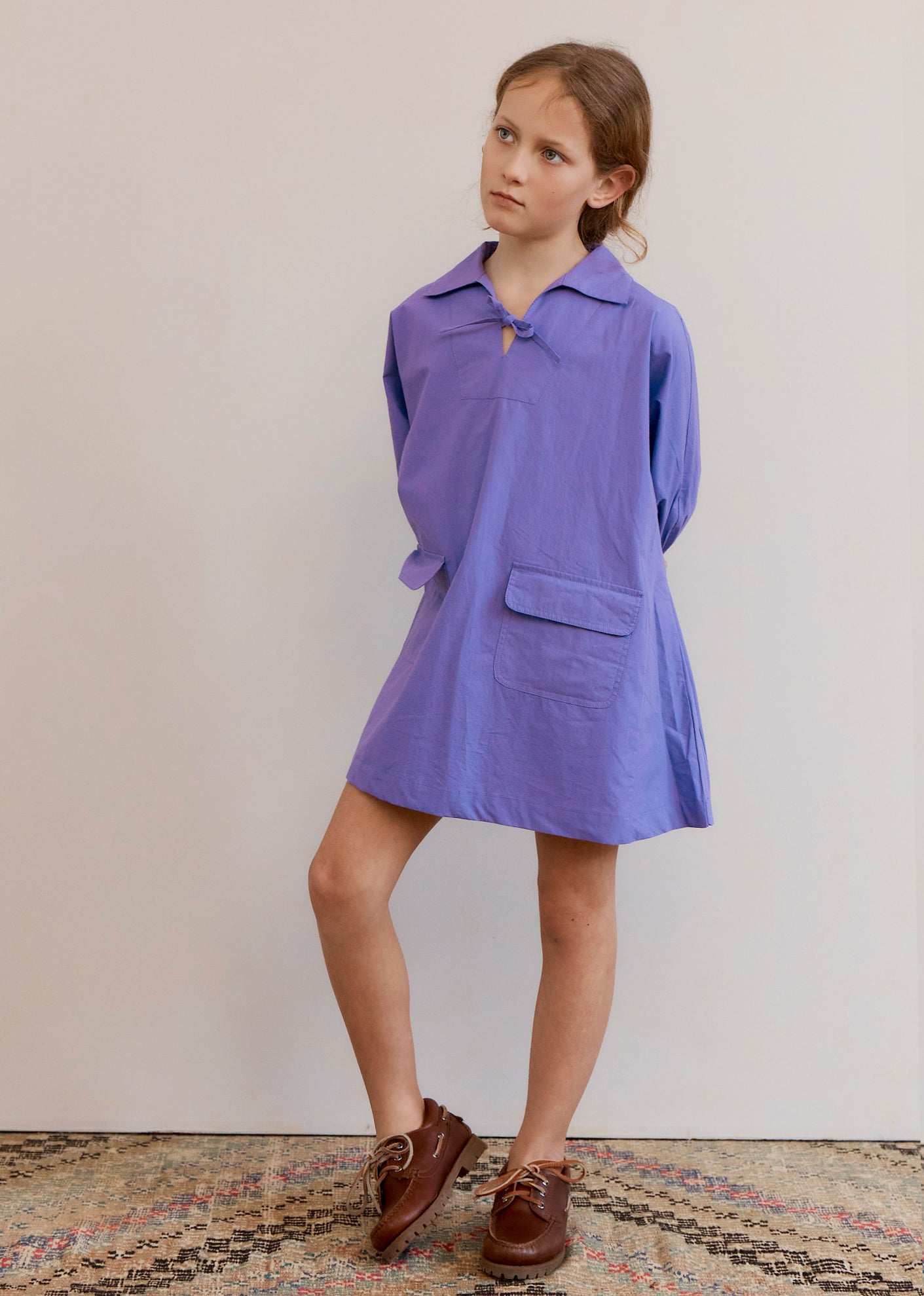 TOMATO GIRL'S COTTON DRESS - VIOLET