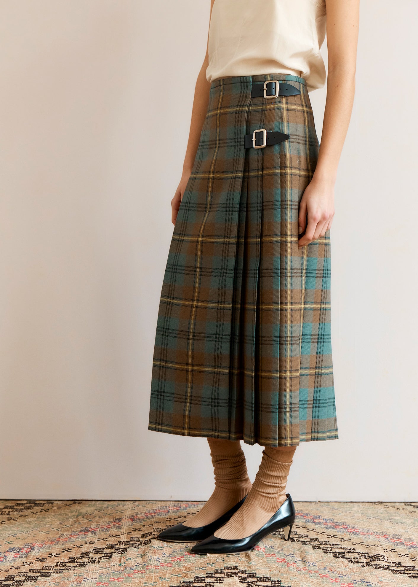WOMEN'S WOOL KILT - YELLOW / BLACK CHECK