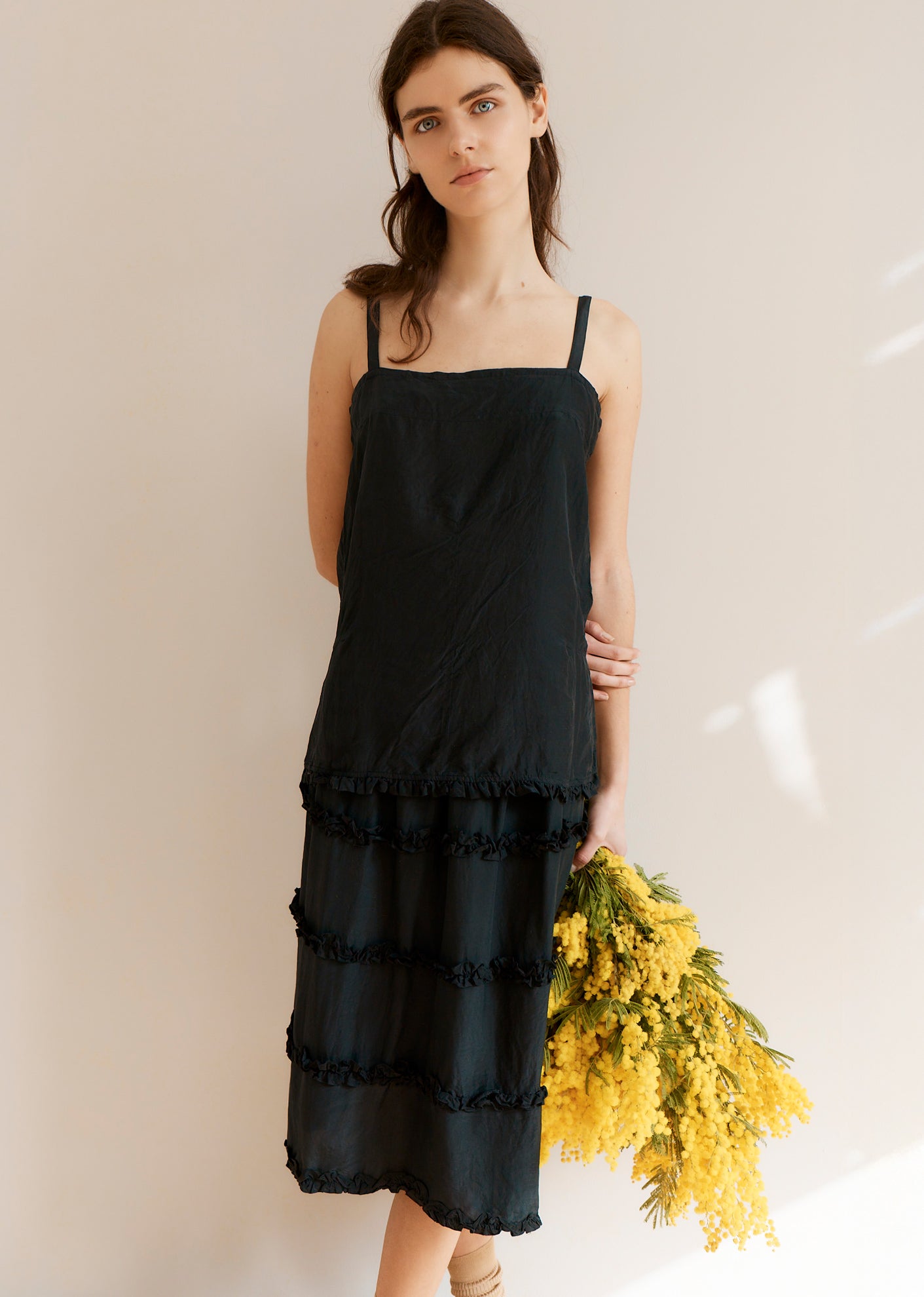 WOMEN'S SILK CAMI TOP - BLACK