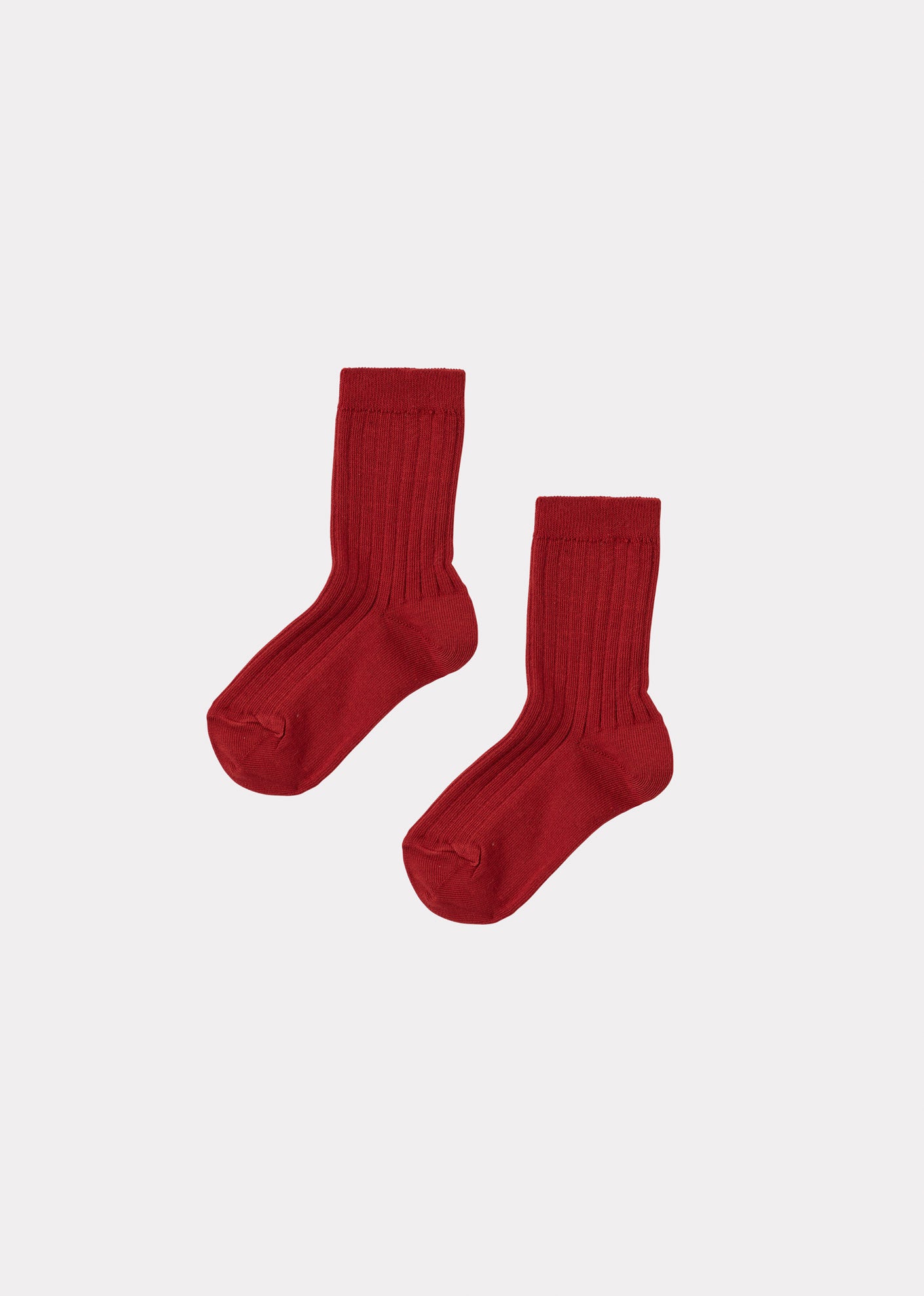 CHILDREN'S RIB COTTON ANKLE SOCKS - BRIQUE
