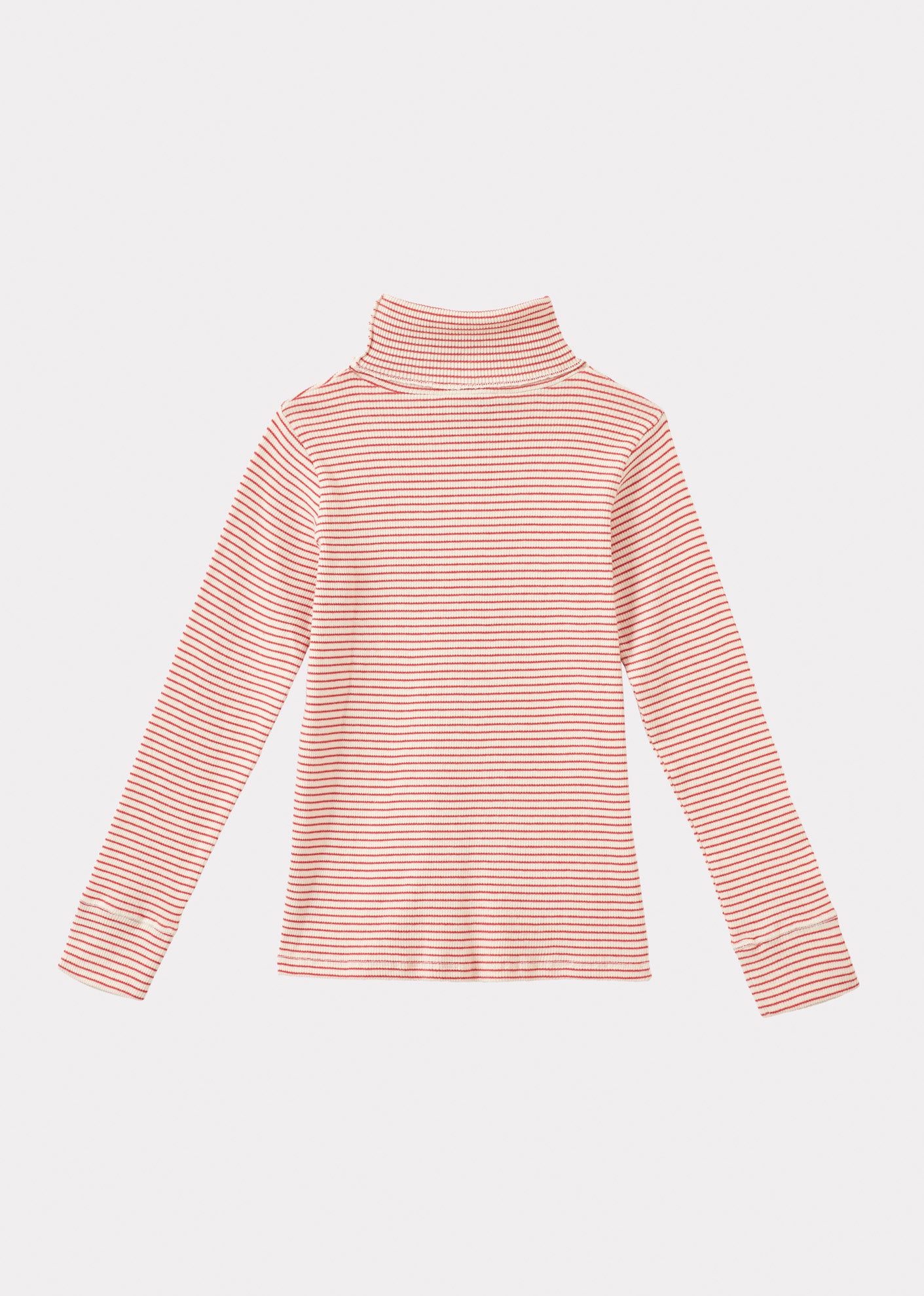 CLARO CHILDREN'S COTTON TURTLENECK - REDCURRANT/CREAM
