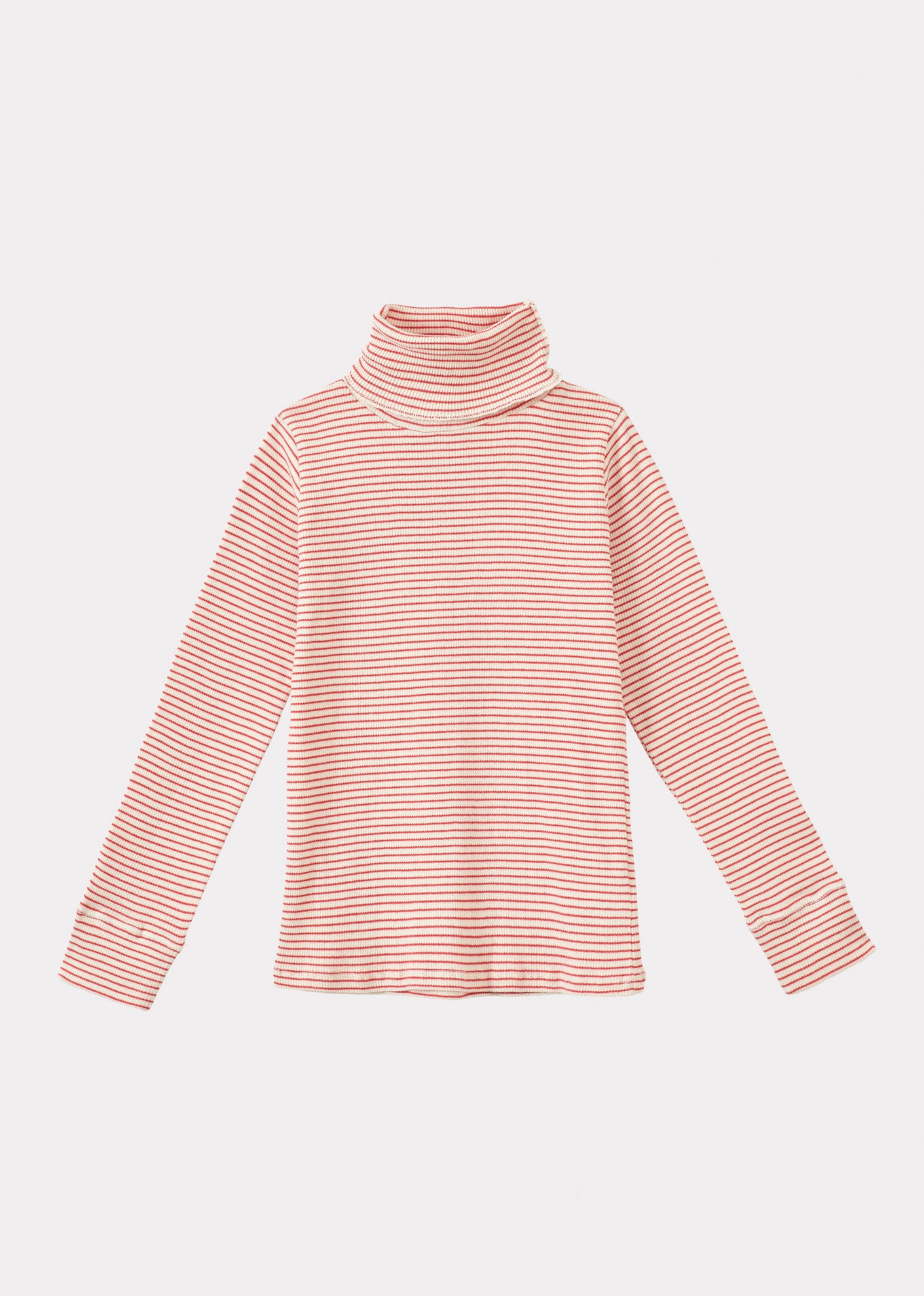 CLARO CHILDREN'S COTTON TURTLENECK - REDCURRANT/CREAM