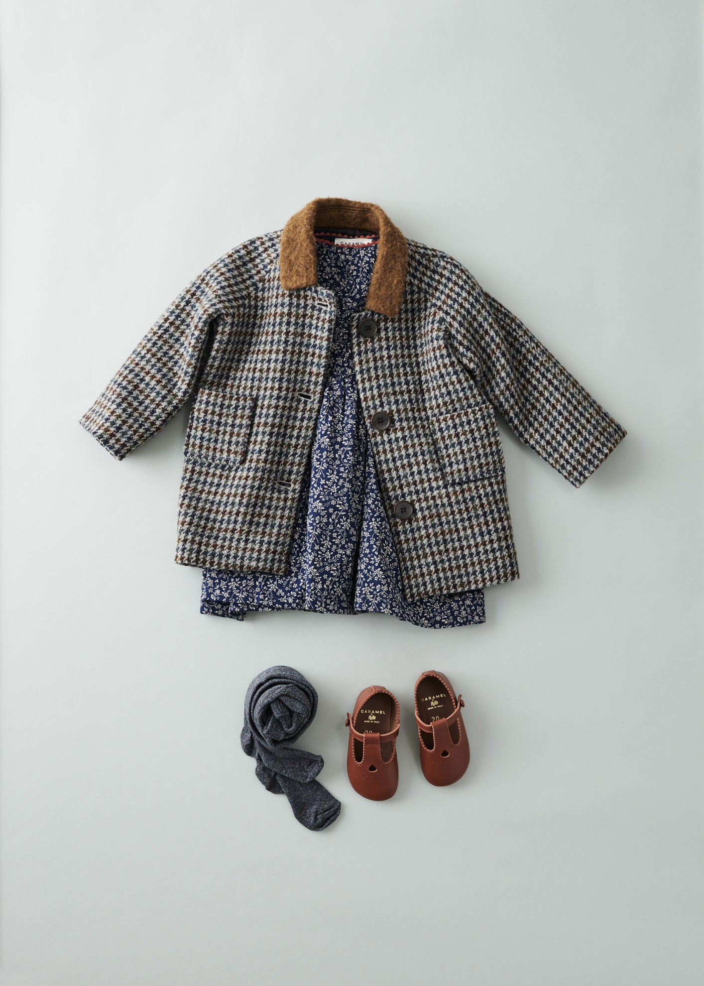 AZUKI BABY COAT - BURGUNDY/TEAL HOUNDSTOOTH 3