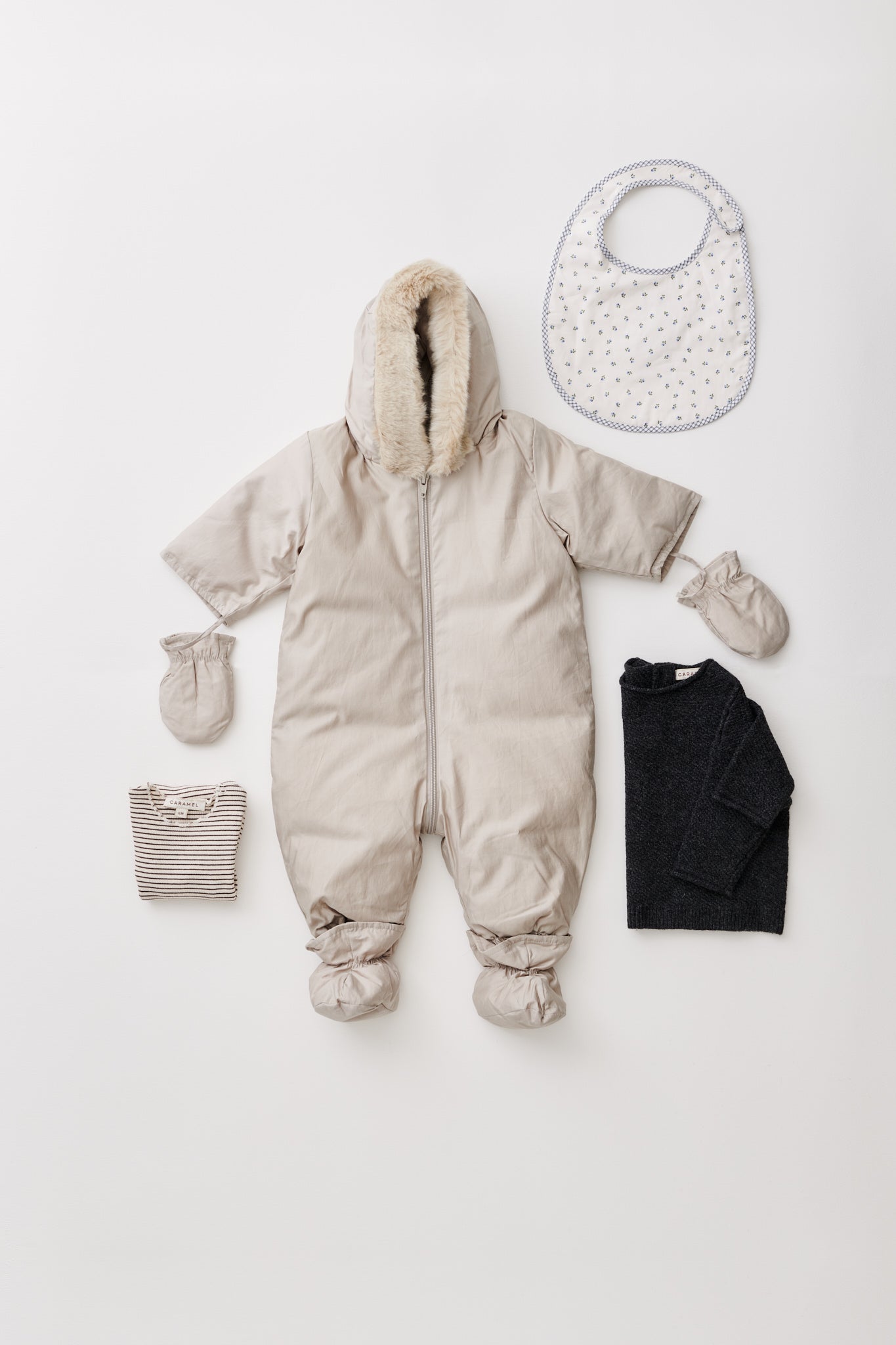 DOWN FILLED PRAM SUIT - SOFT GREY