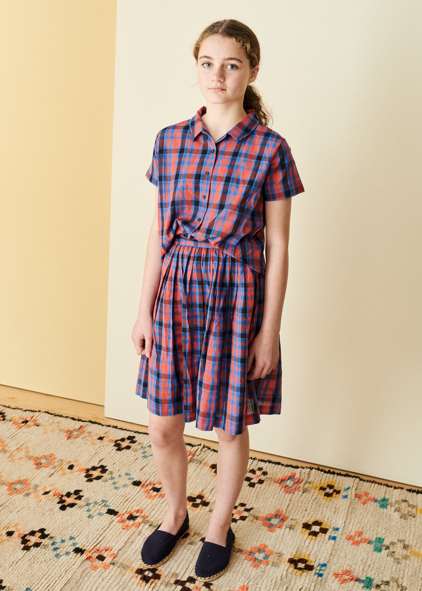 CUMIN SKIRT CHILD  - RED/BLUE TARTAN