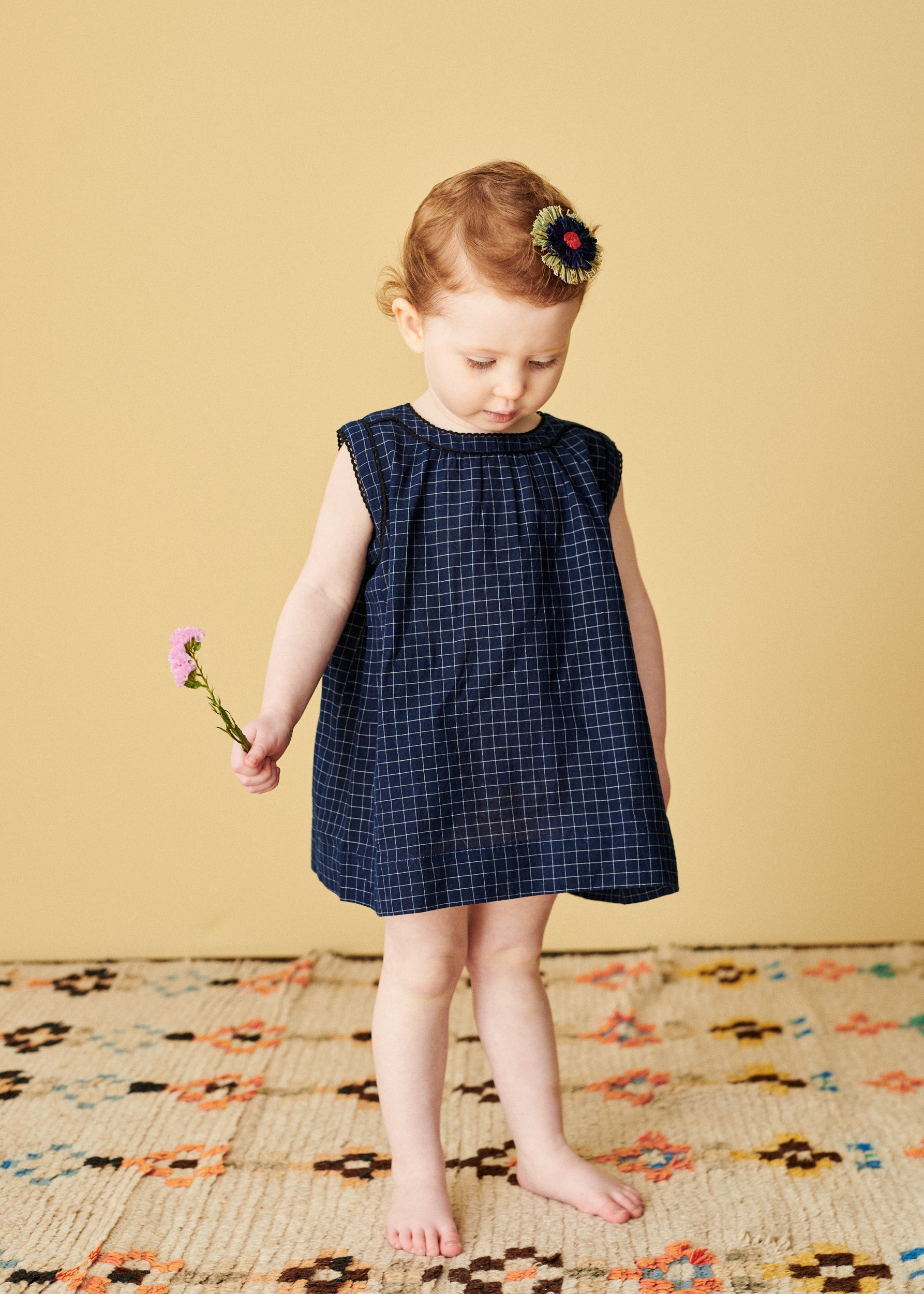 Caramel Luxury Ginger Baby Cotton Dress - Dark Blue / White Stripe Caramel Luxury Ginger Baby Cotton Dress - Dark Blue / White Stripe