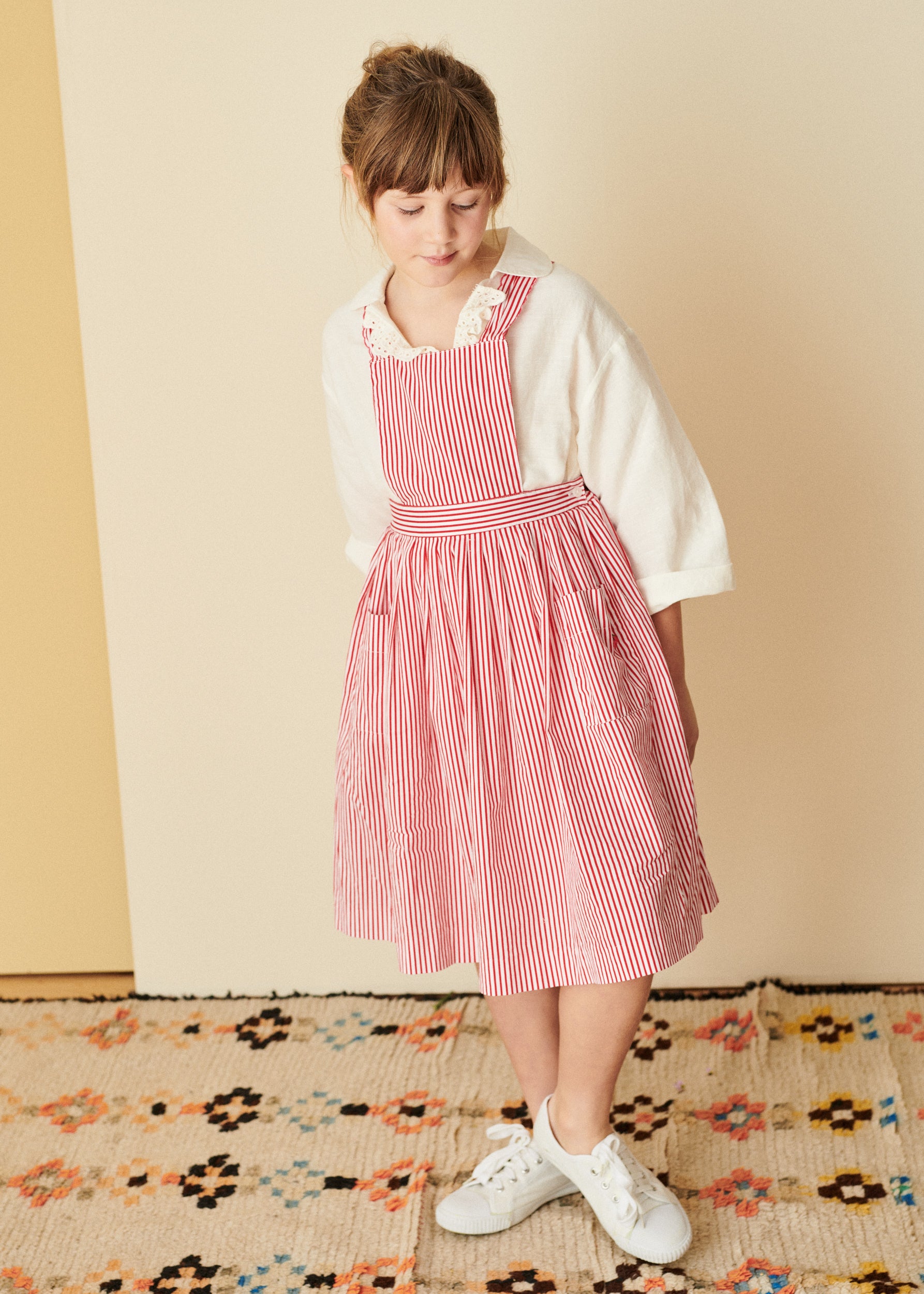 PEPPERMINT GIRL'S COTTON DRESS - RED STRIPE