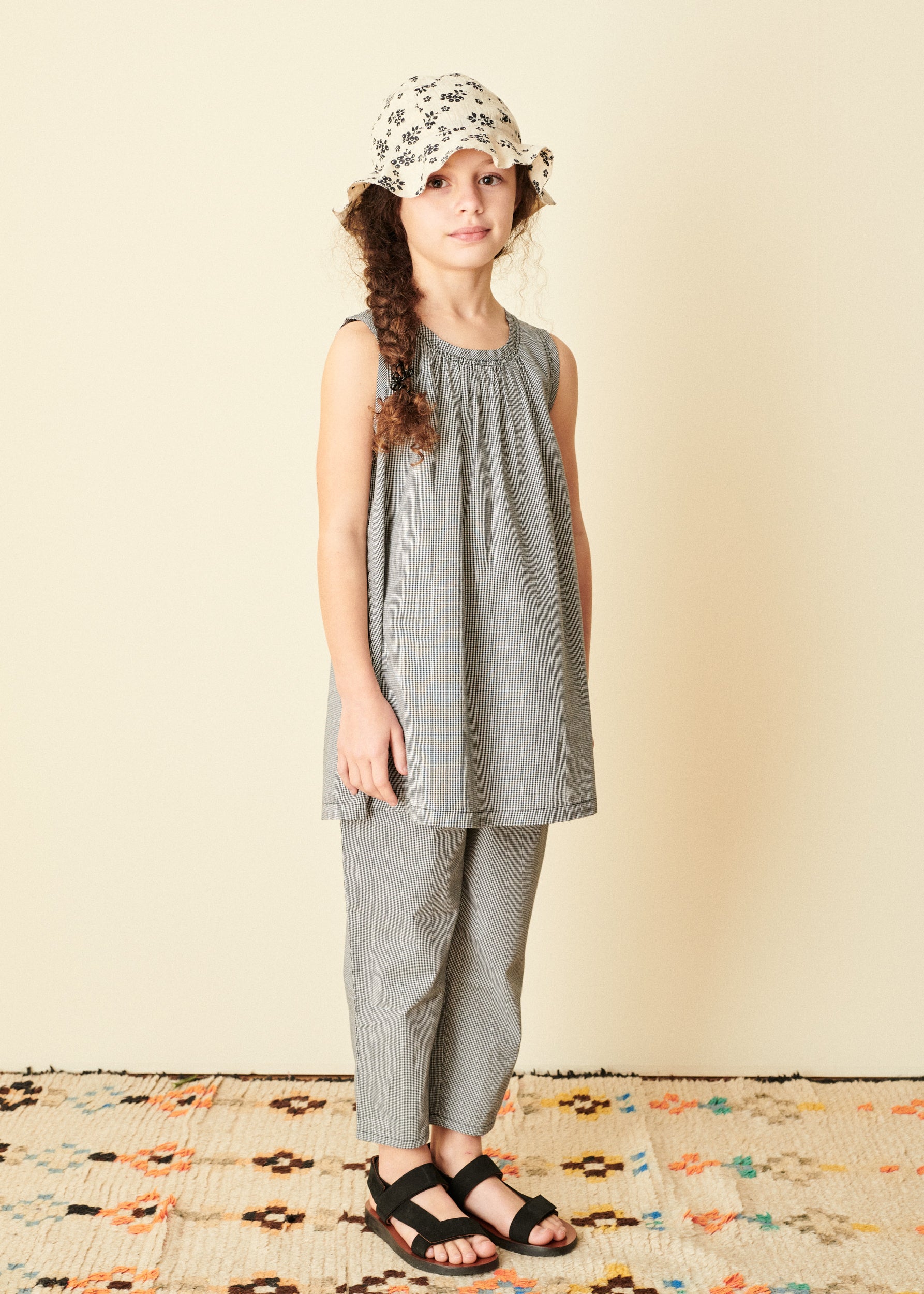 CICELY GIRL'S COTTON DRESS - BLACK MICRO CHECK