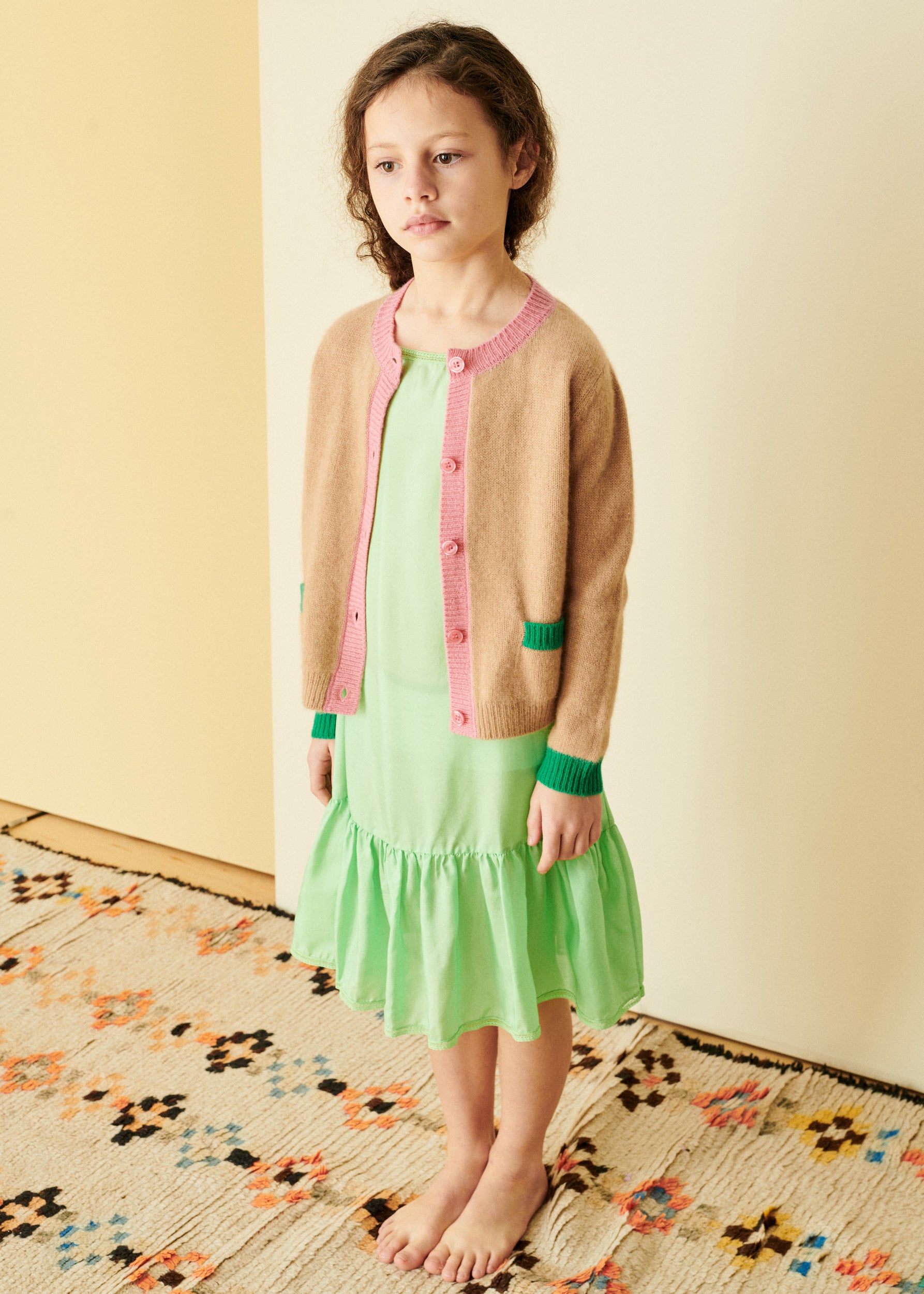 GRAPE GIRL'S SILK SLIP DRESS - MINT