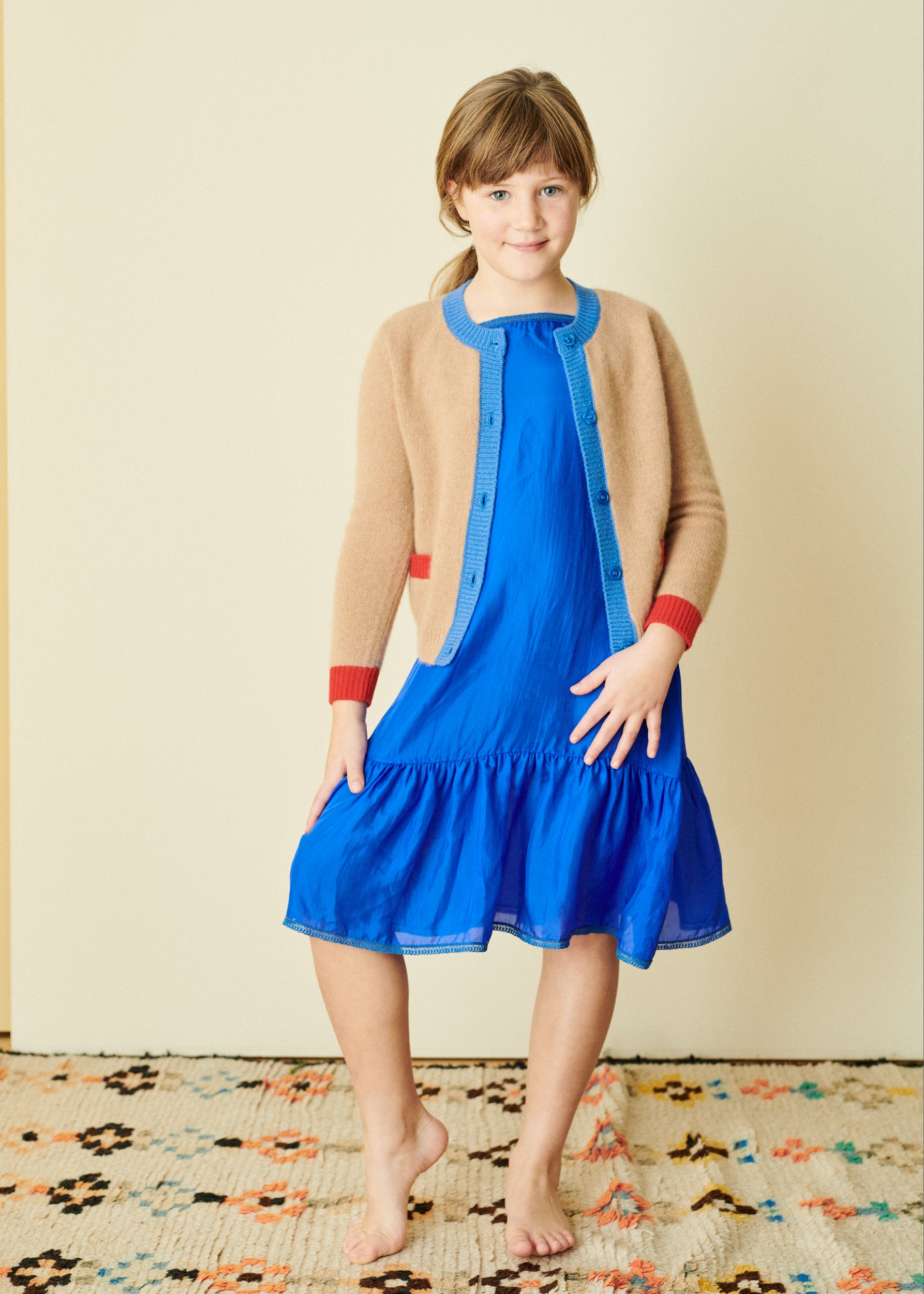 GRAPE GIRL'S SILK SLIP DRESS - ROYAL BLUE