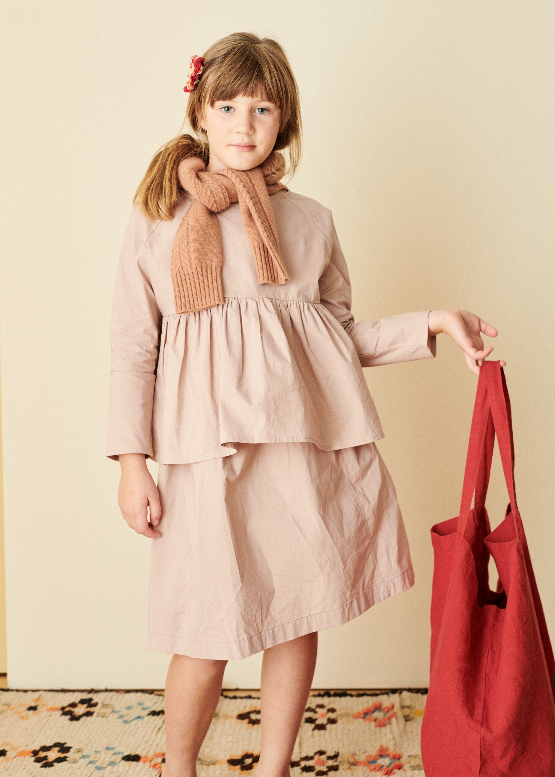 CALLIOPE GIRL'S COTTON BLOUSE - DUSTY ROSE