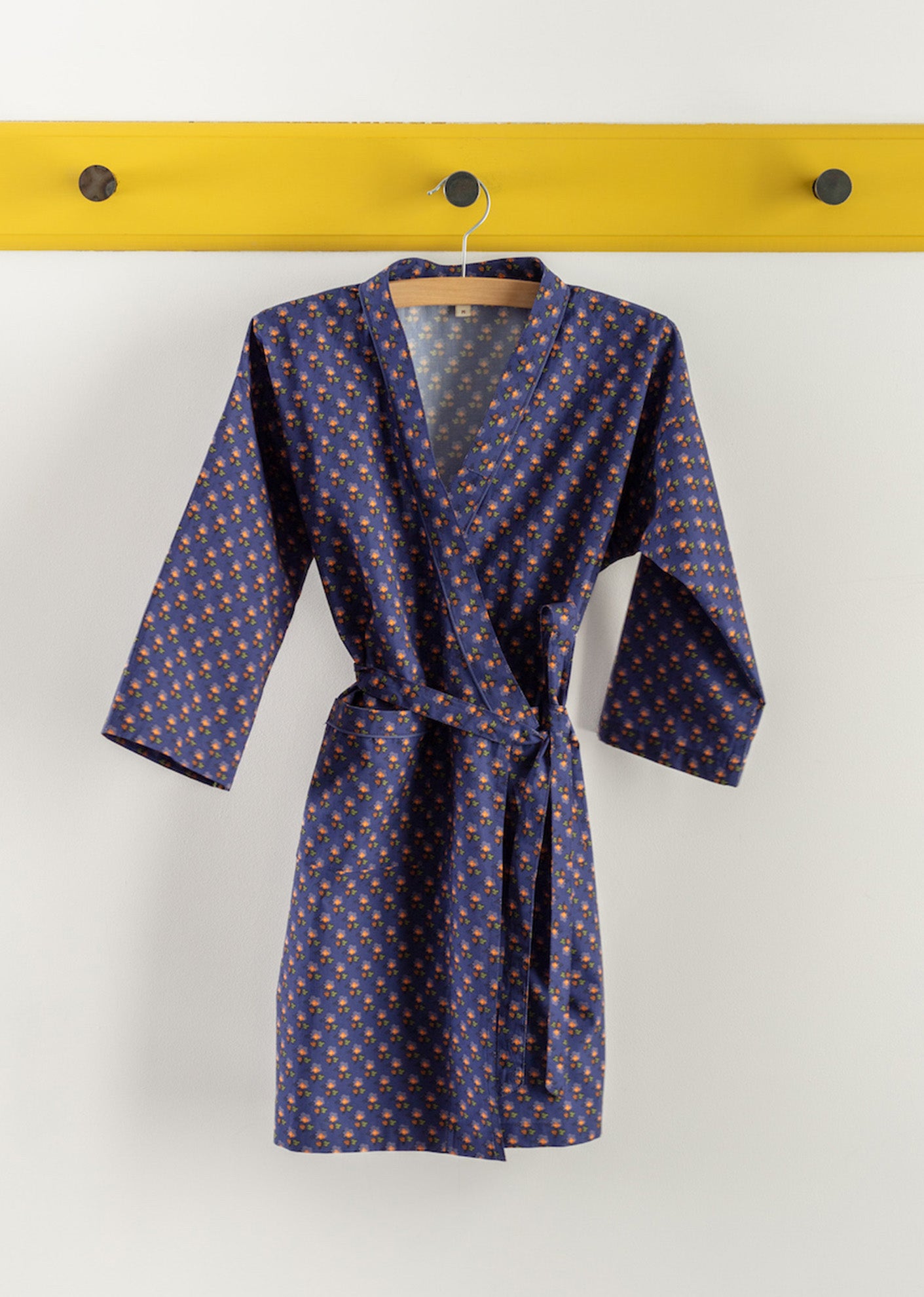 CHILDREN NIGHT ROBE H23 - NAVY POSY PRINT