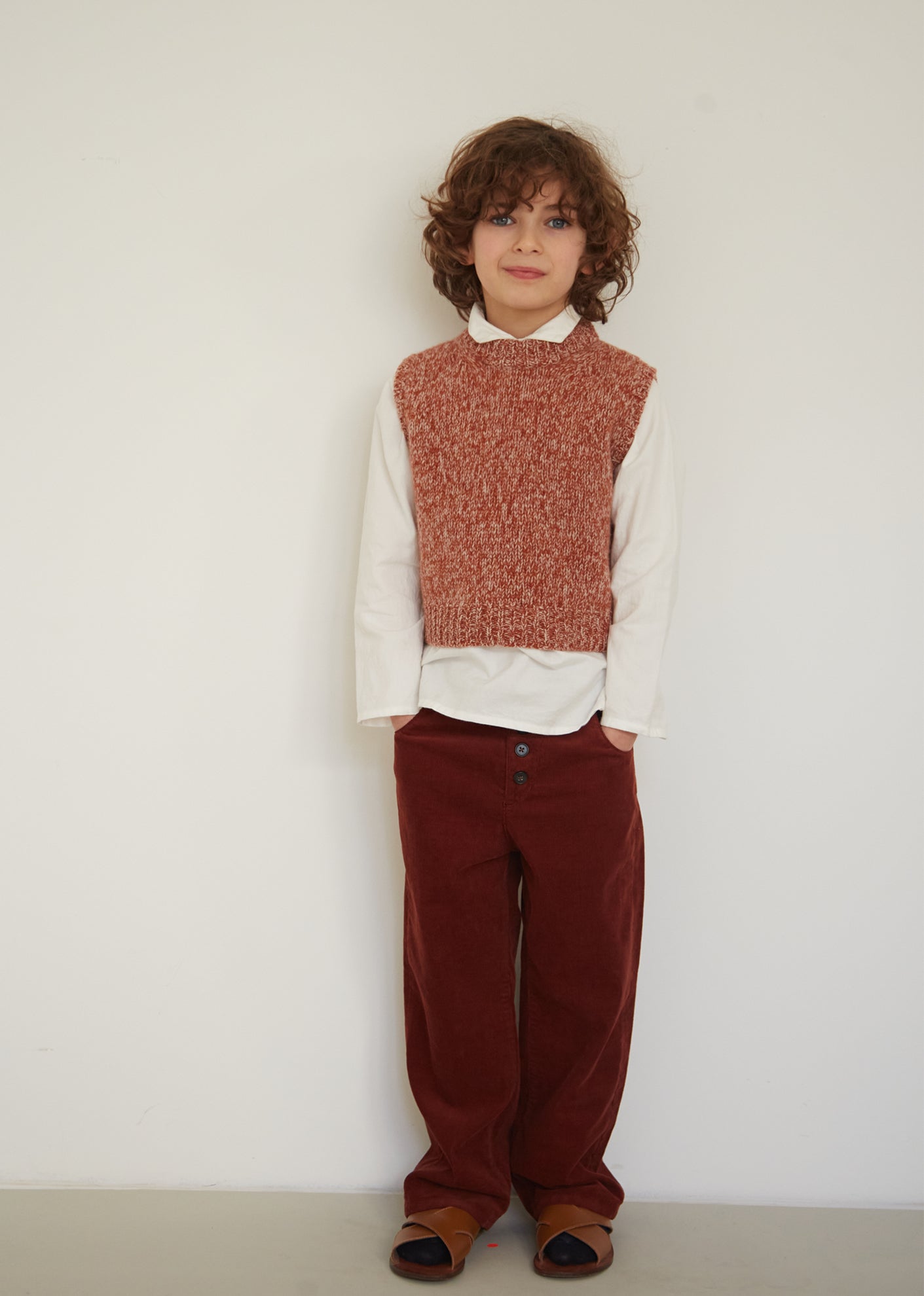 DELPHI KIDS VEST - RUST/ECRU 1