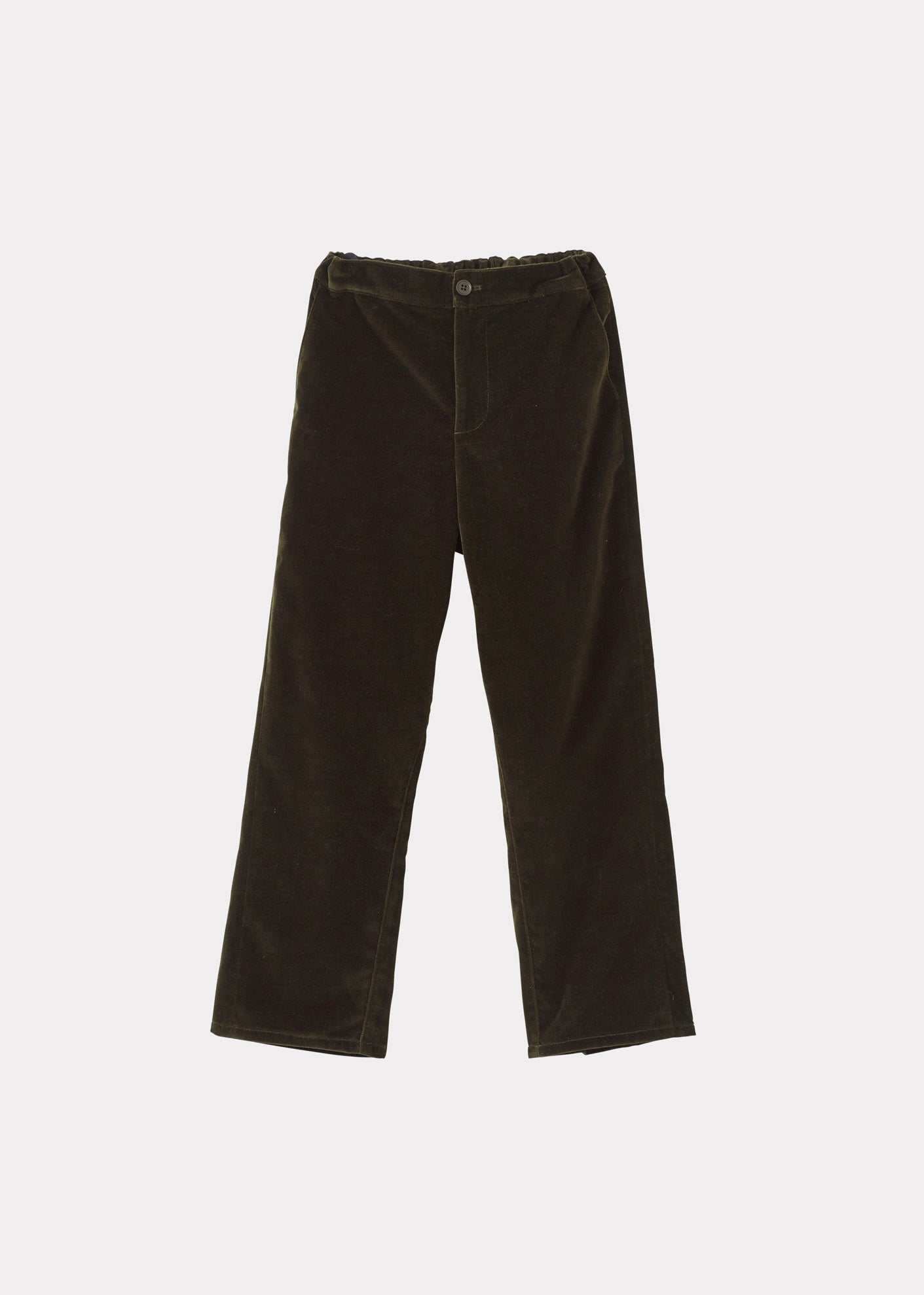 ERODIUM CHILDREN'S COTTON VELVET TROUSERS - FOREST GREEN