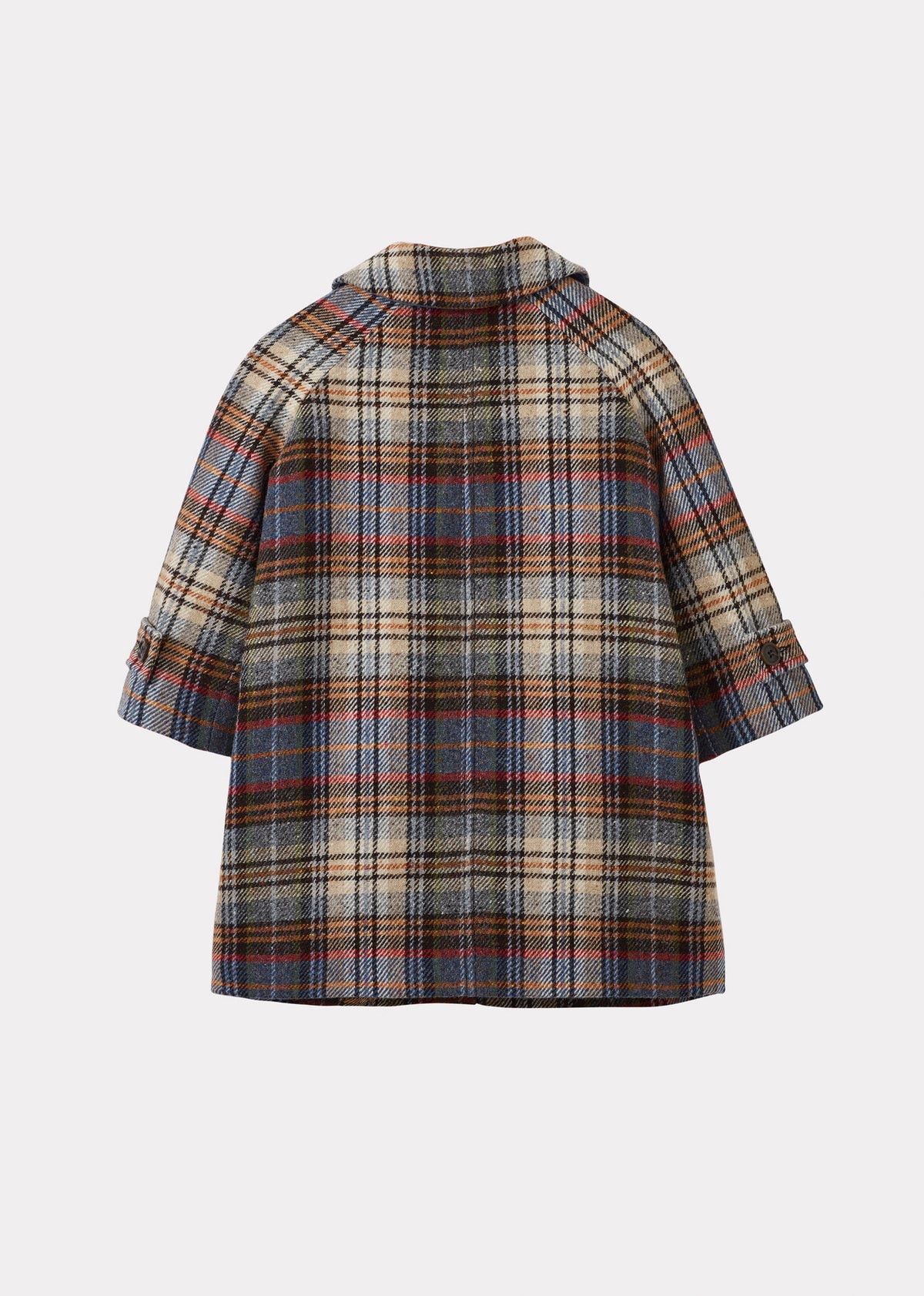 EVEREST CHILDREN'S WOOL COAT - SAND BLUE CHECK