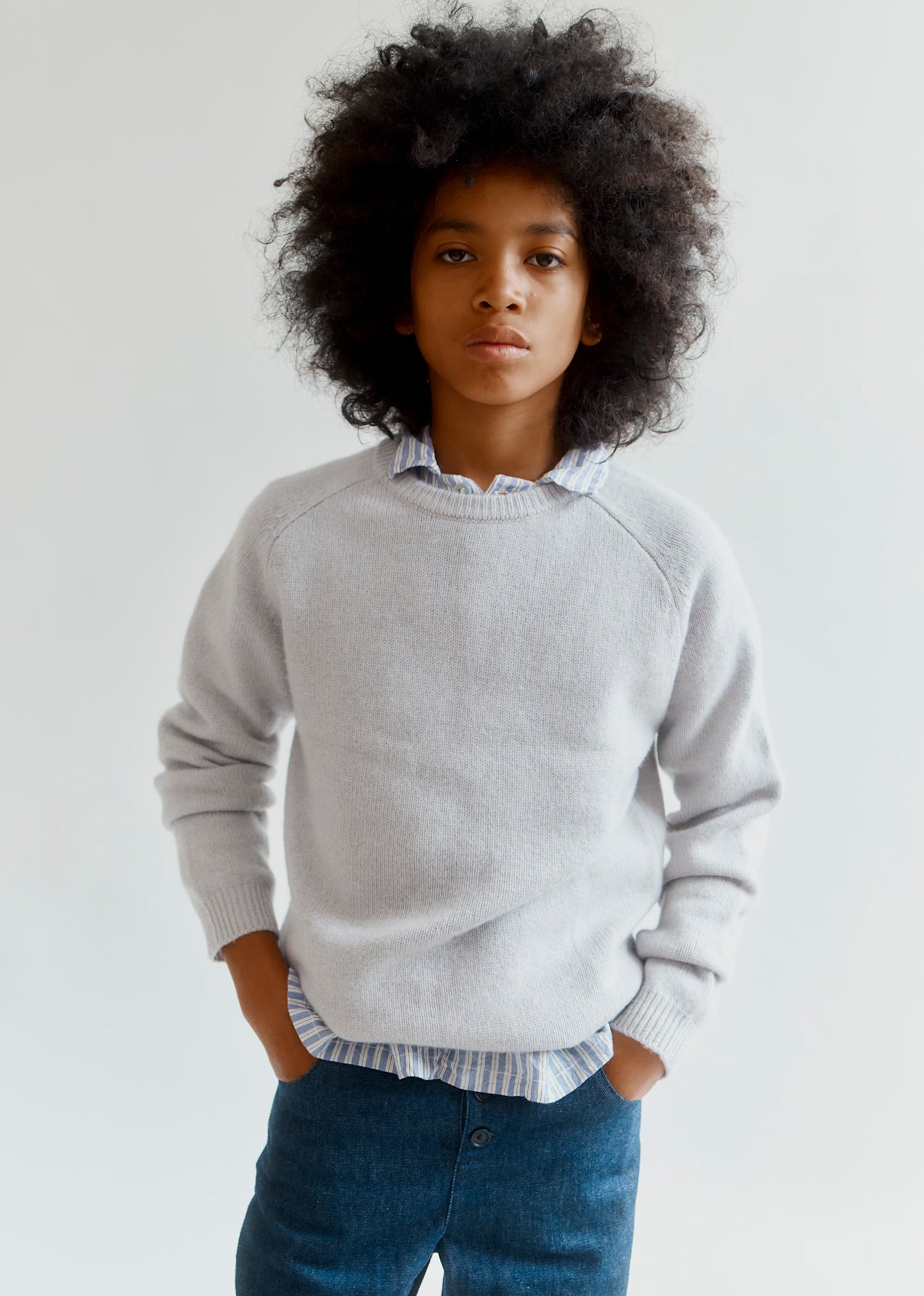 FENNEL CHILDREN'S CASHMERE JUMPER - PALE GREY