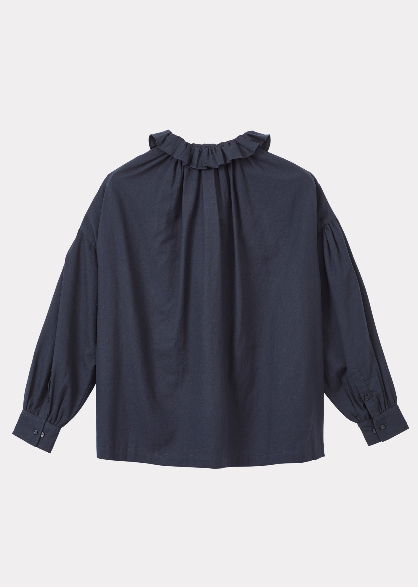 FRILL BLOUSE - NAVY