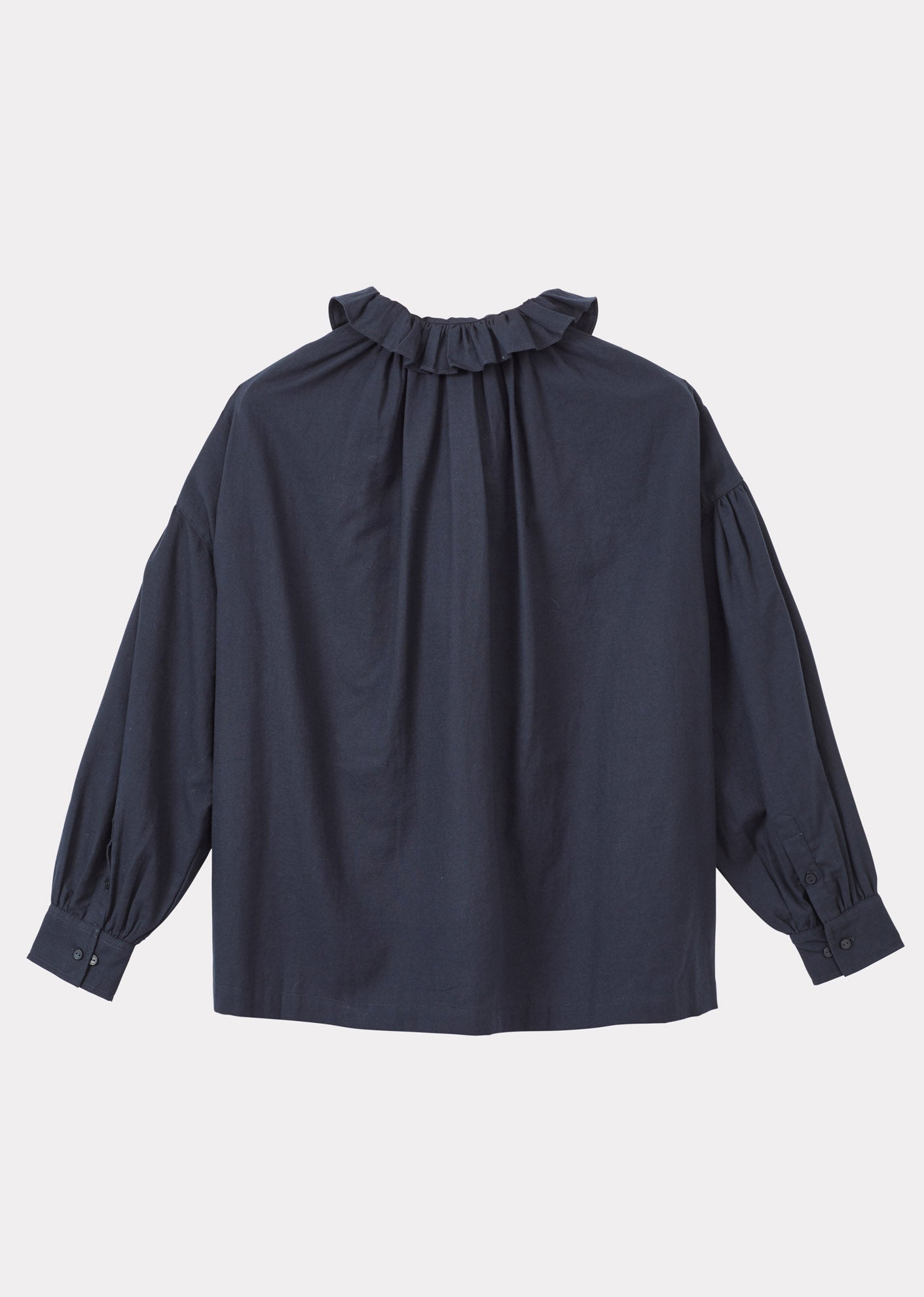 WOMAN FRILL BLOUSE - NAVY