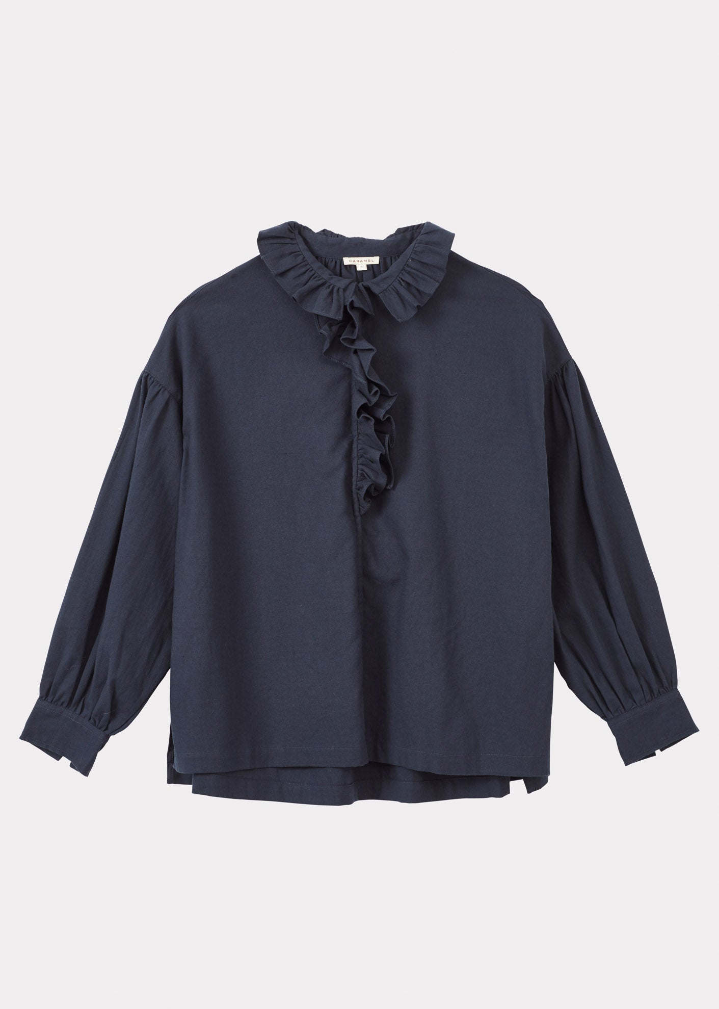 WOMAN FRILL BLOUSE - NAVY