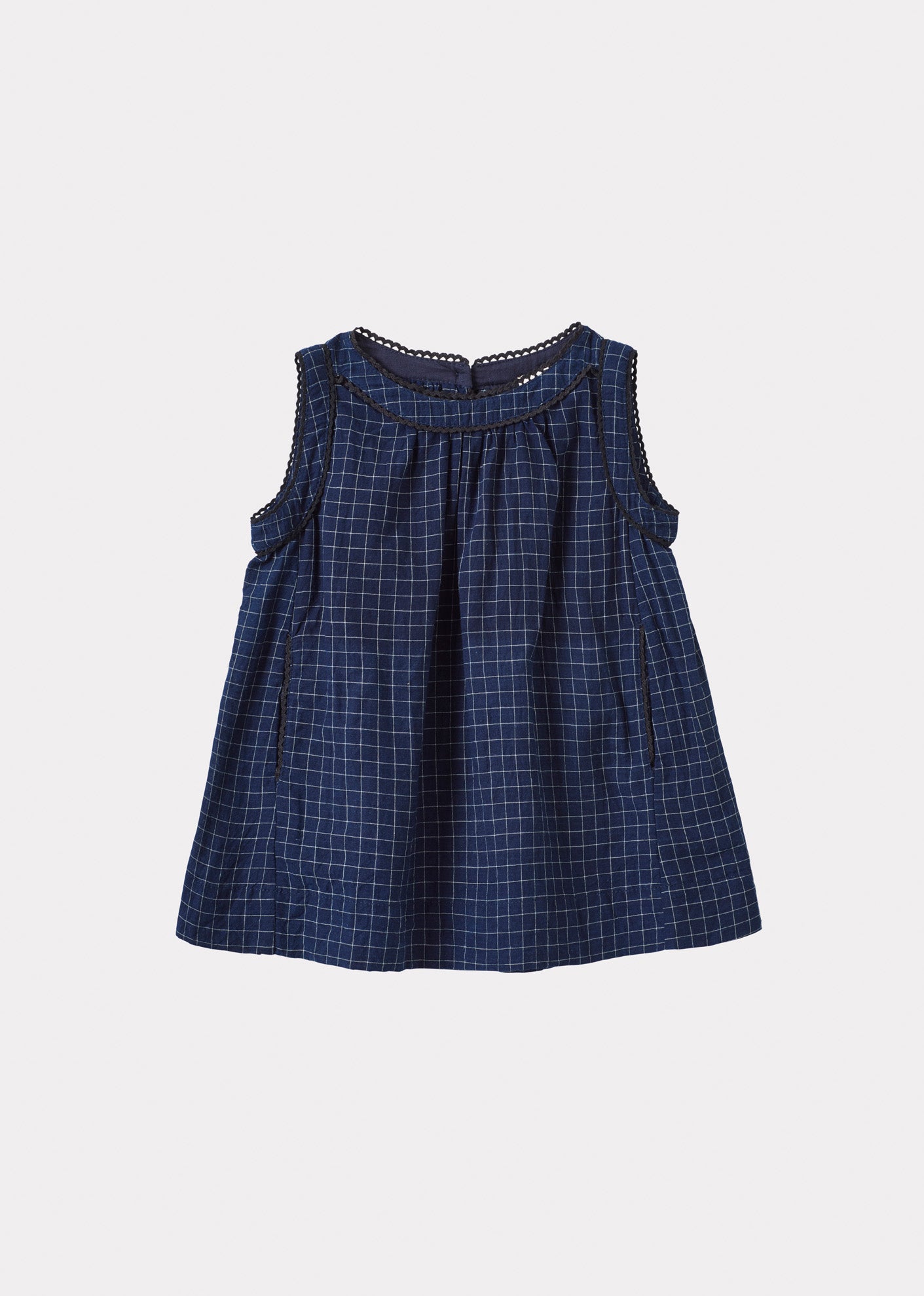 GINGER BABY COTTON DRESS - NAVY CHECK