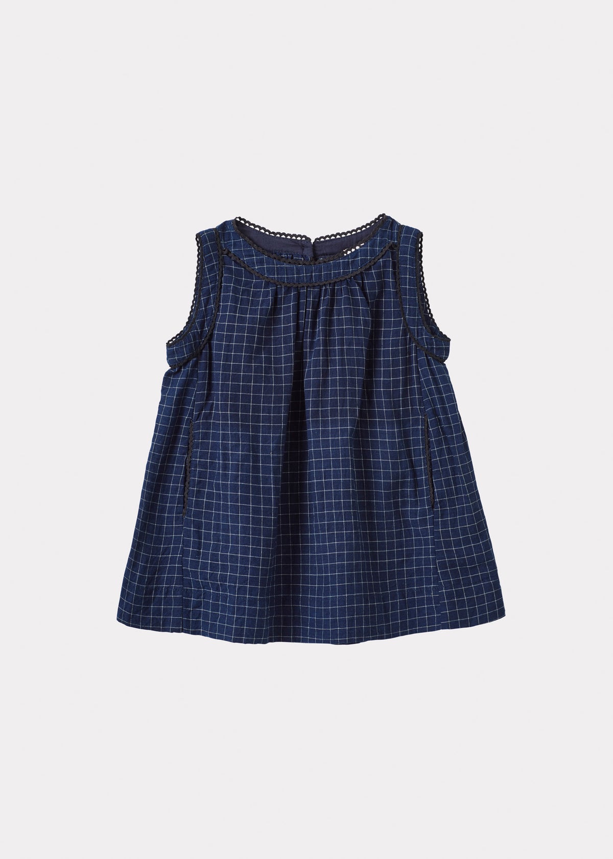 Caramel Luxury Ginger Baby Cotton Dress - Dark Blue / White Stripe