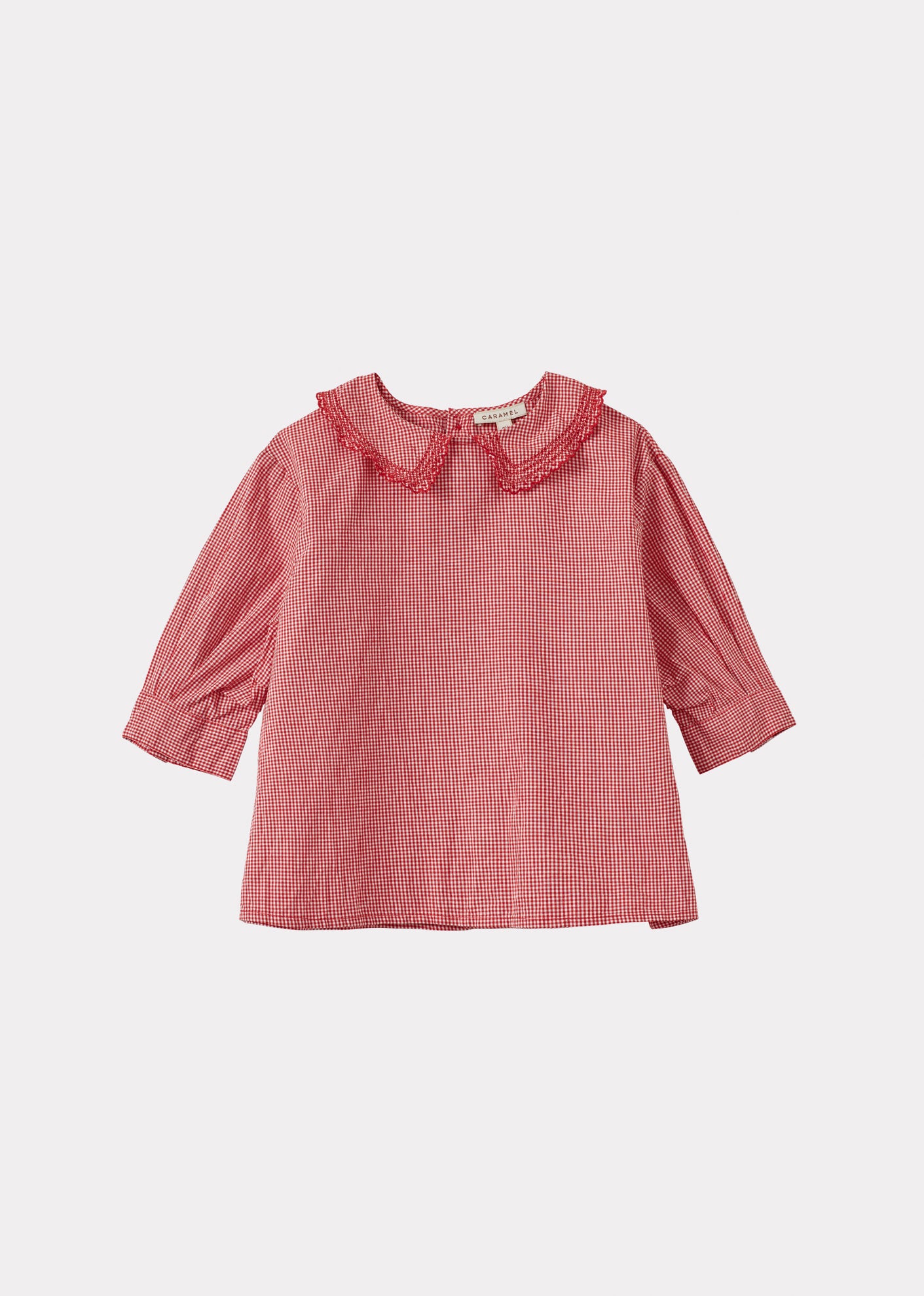 HARPER GIRL'S COTTON BLOUSE - GINGHAM RED / WHITE