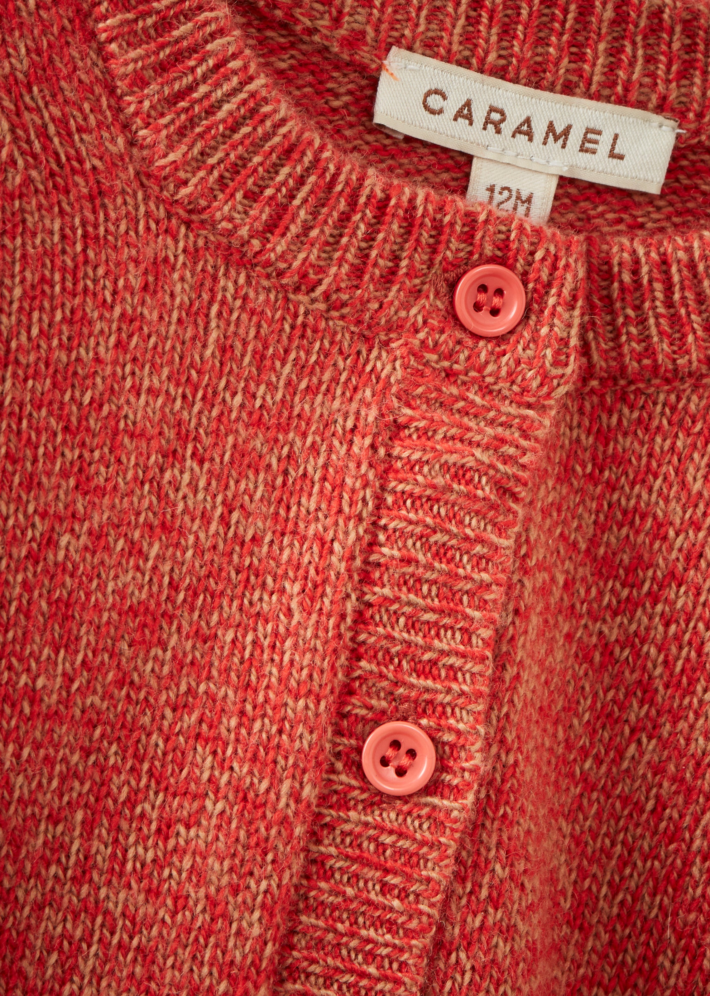 HONEY BABY CARDIGAN - TOMATO/CAMEL MOULINE 3