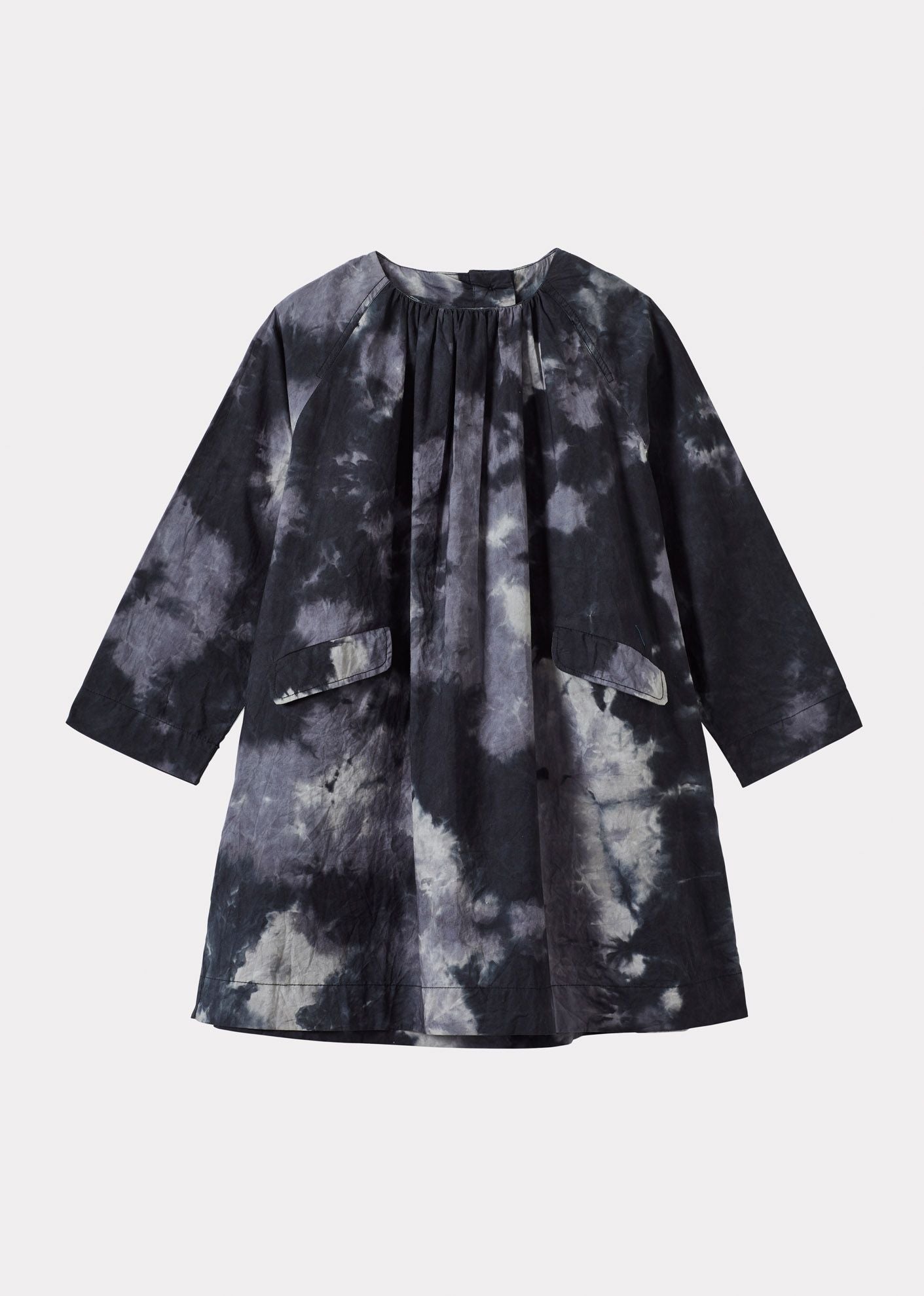 MALIKA GIRL'S DRESS - CHARCOAL TIE-DYE