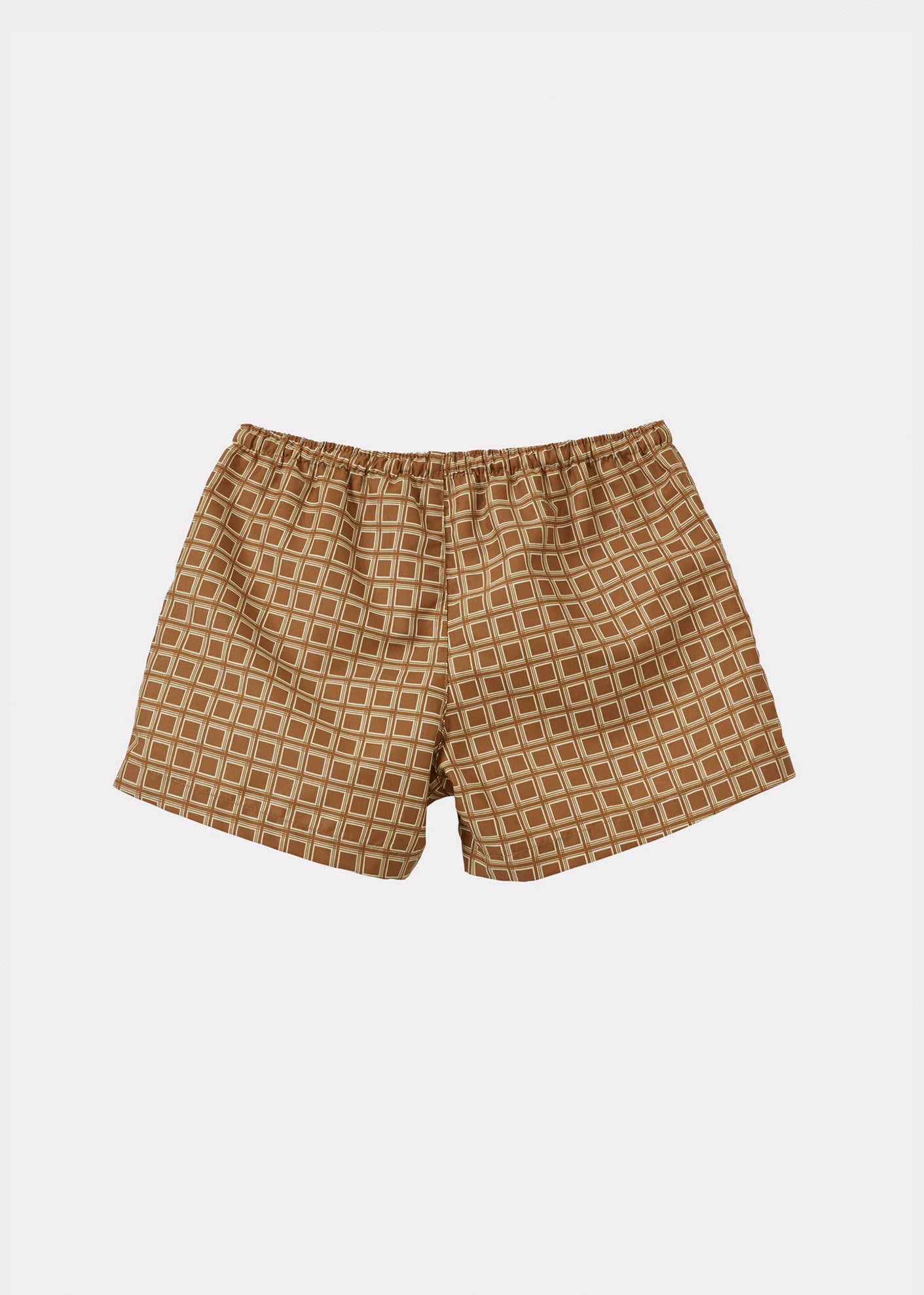 KOHLRABI BOY'S SWIM SHORTS - BROWN GEO PRINT